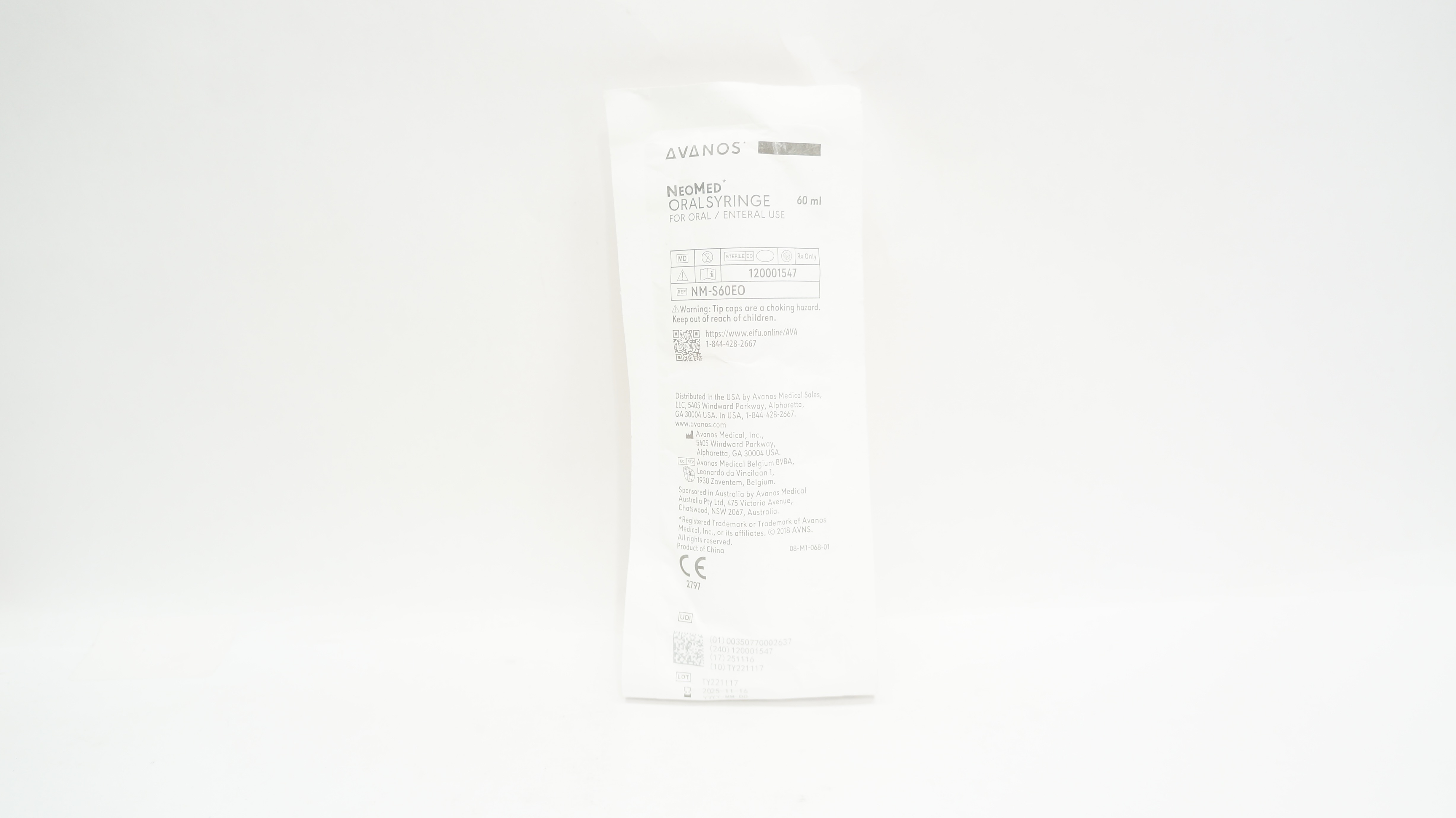 Avanos NM-S60EO NeoMed Oral Syringe for Oral/Enteral Use 60mL