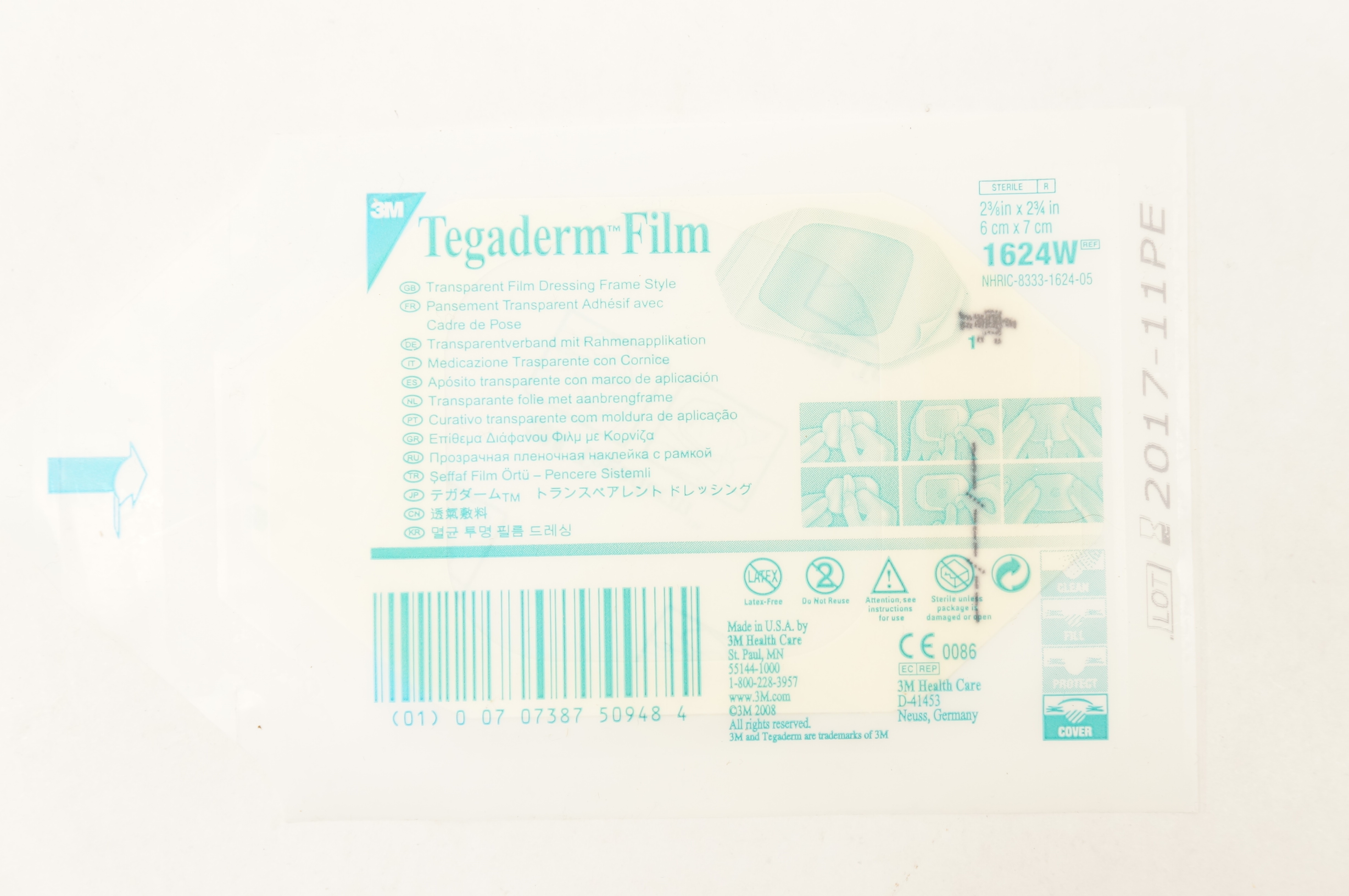 3M 1624W Tegaderm Transparent Film Dressing Frame 2-3/8x2-3/4inch (x)