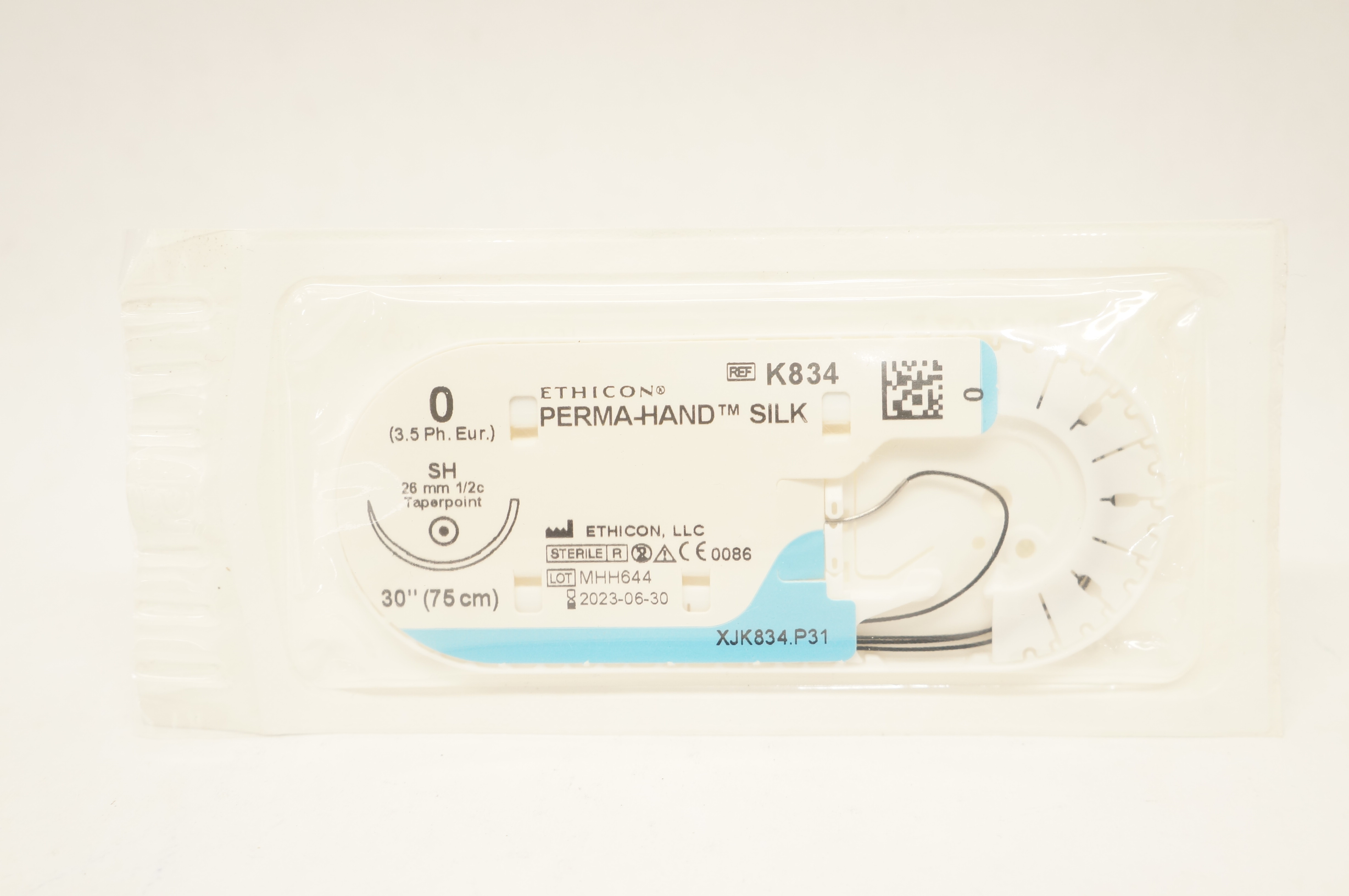 Ethicon K834 0 Perma-Hand Silk SH 26mm 1/2c Taper, 30inch