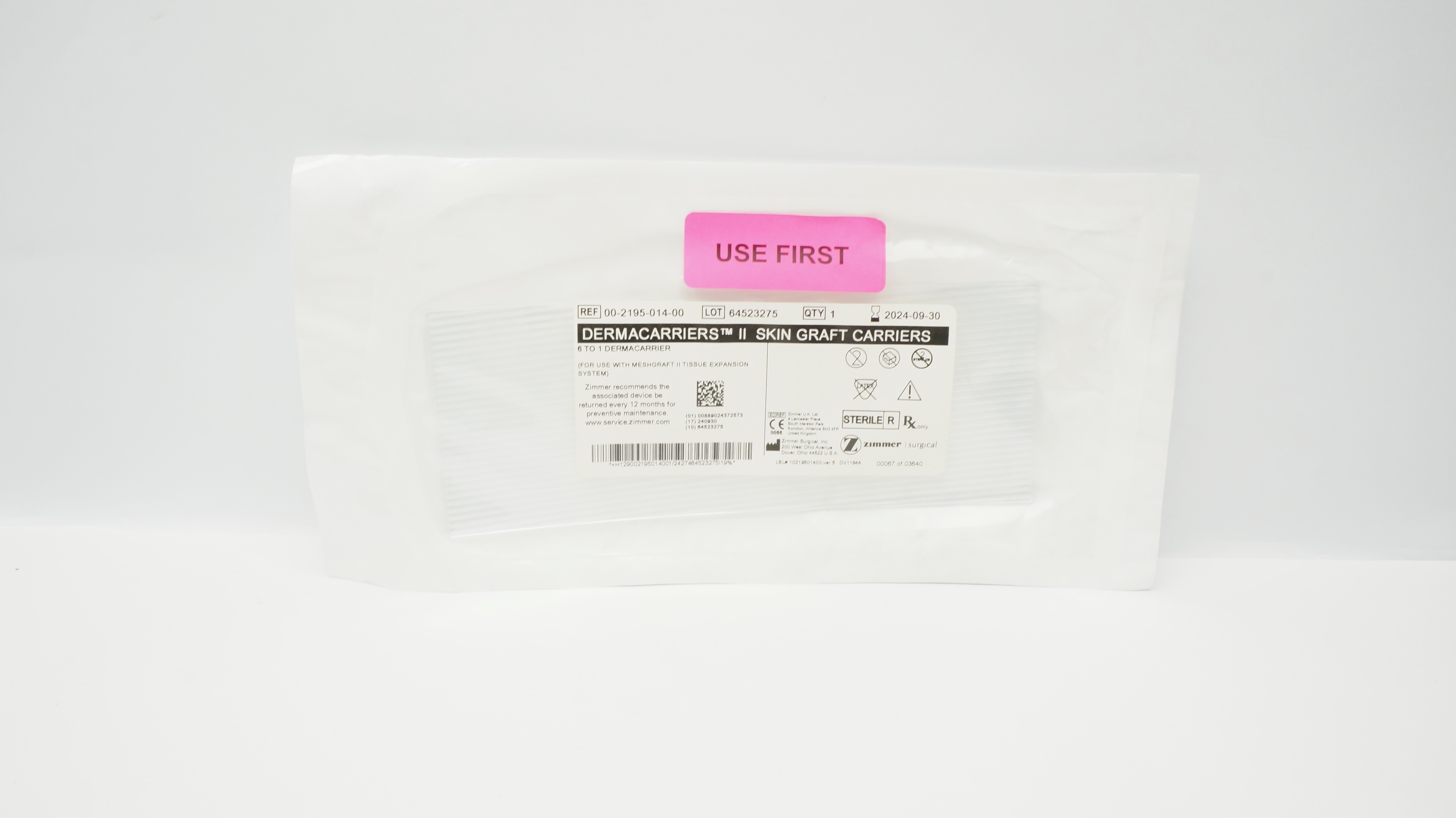 Zimmer 00-2195-014-00 Dermacarriers II Skin Graft Carriers 6 to1 Dermacarrier(x)