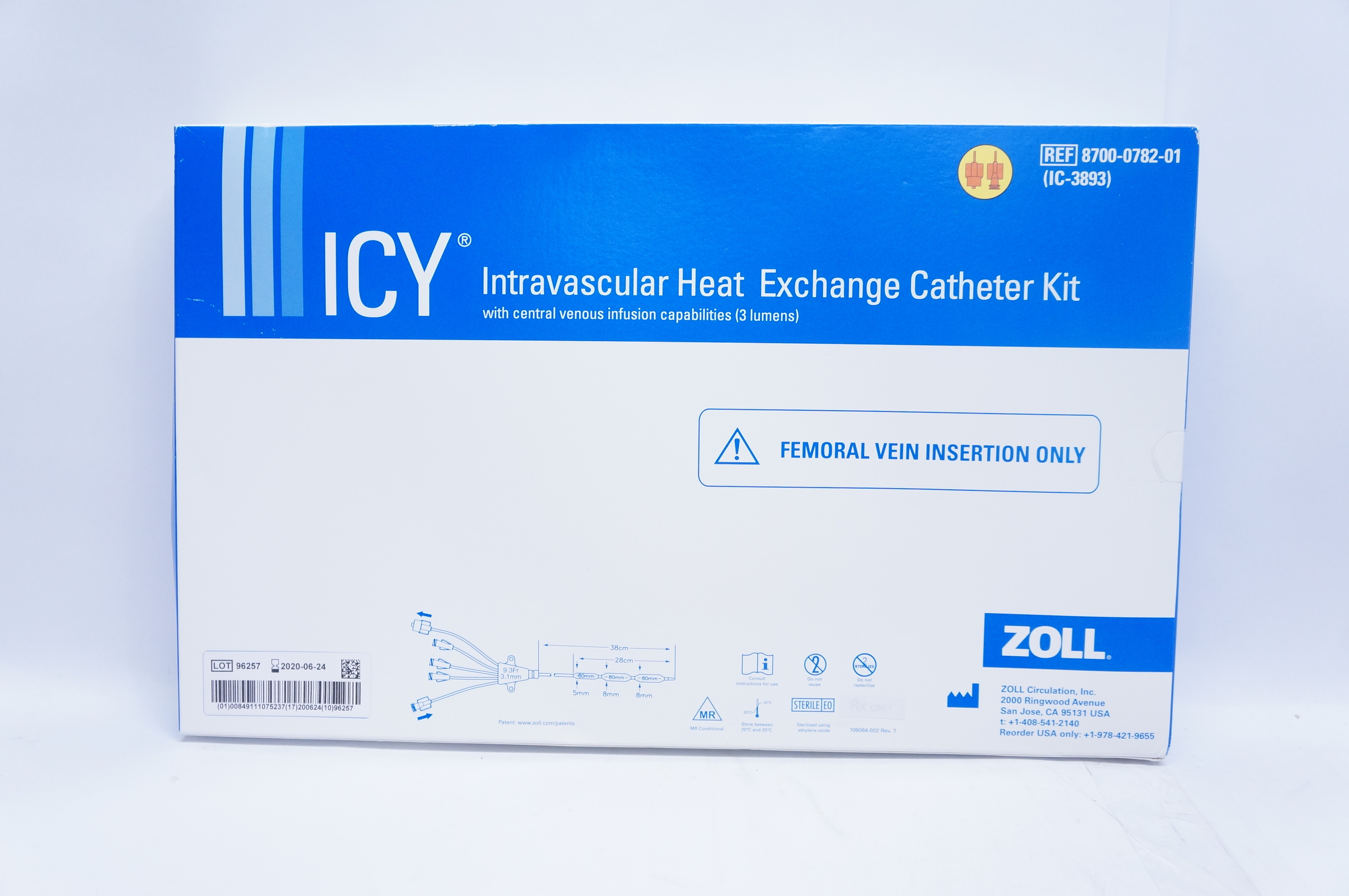 ZOLL 8700-0782-01 ICY Intravascular Heat Exchange Cath. Kit (x)
