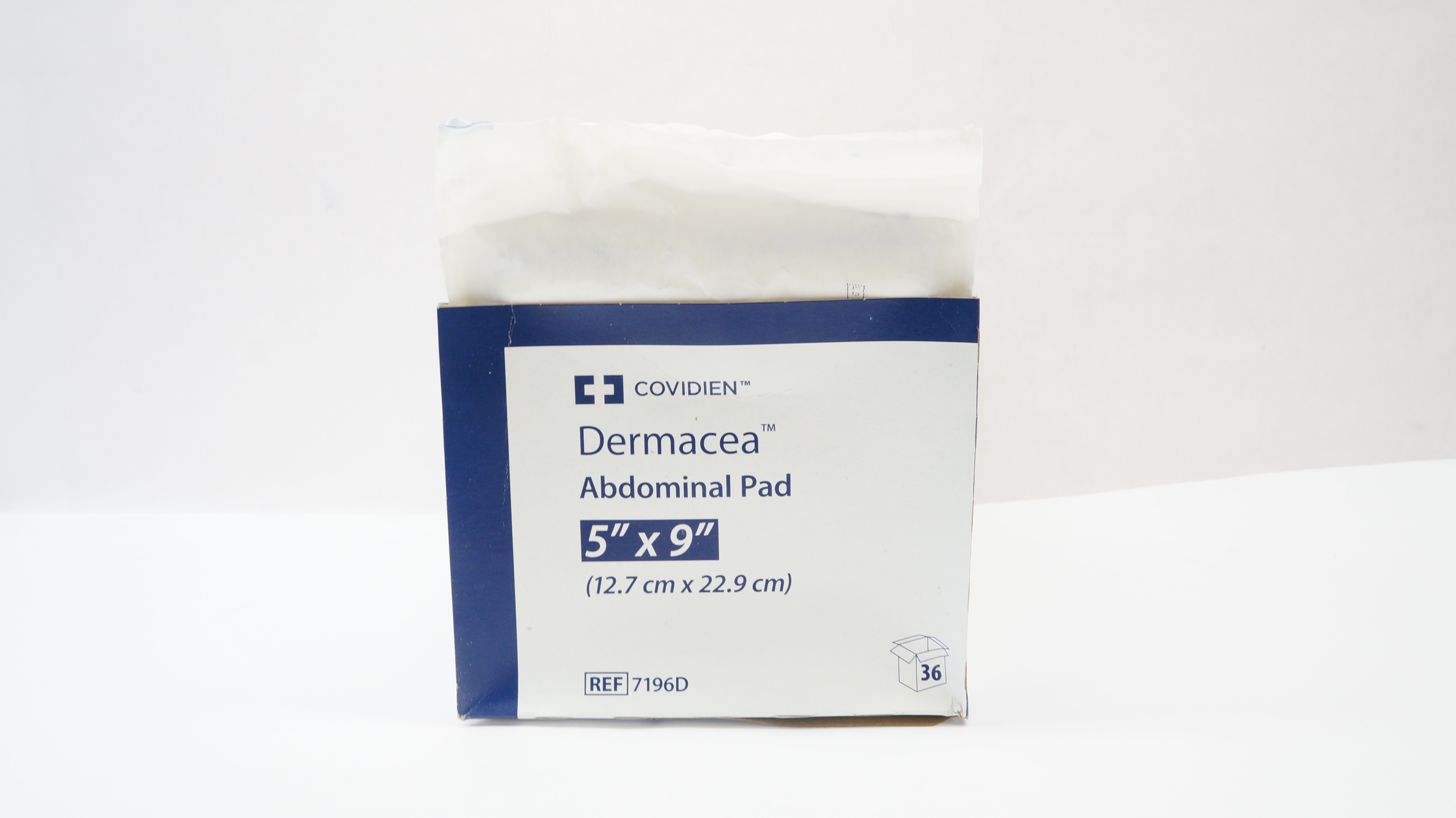 Covidien 7196D Dermacea Abdominal Pad 5inch x 9inch - Box of 36