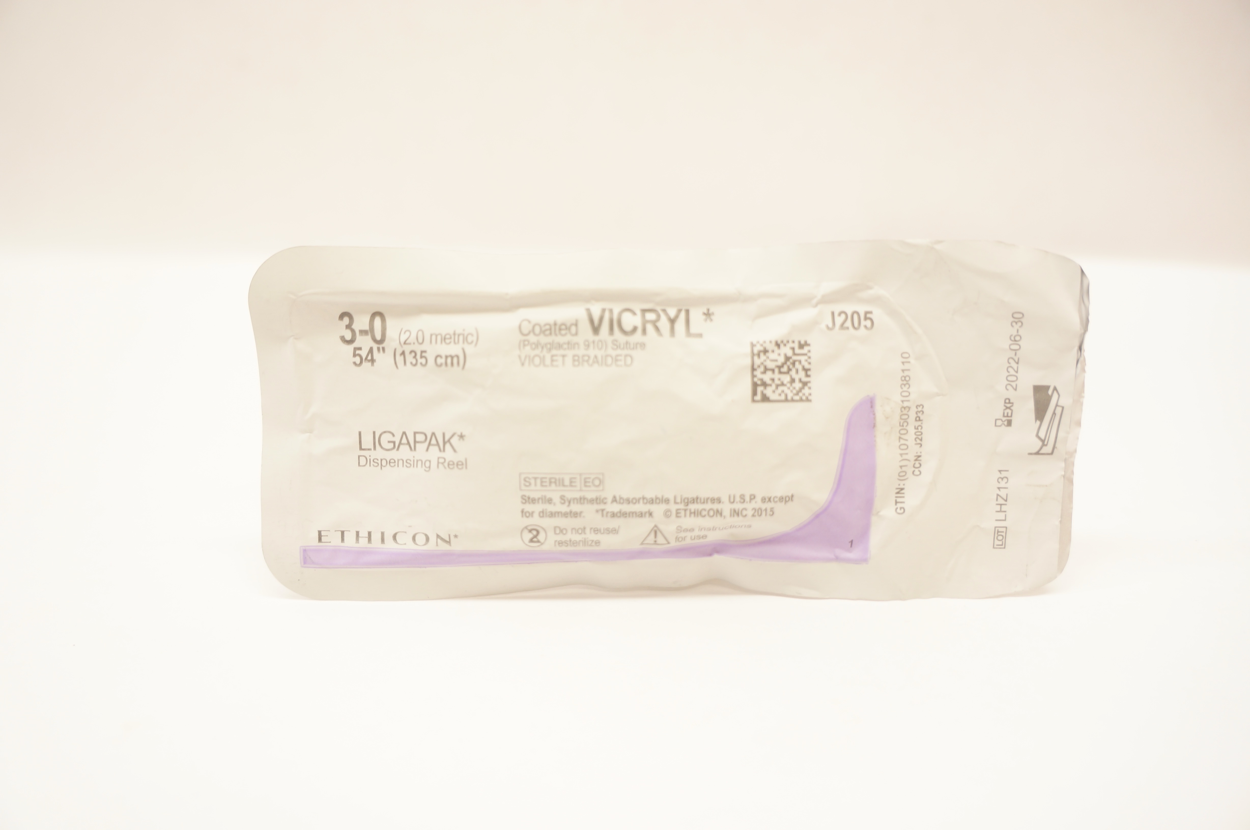 Ethicon J205G 3-0 Coated VICRYL LIGAPAK Dispensing Reel, 54inch (x)