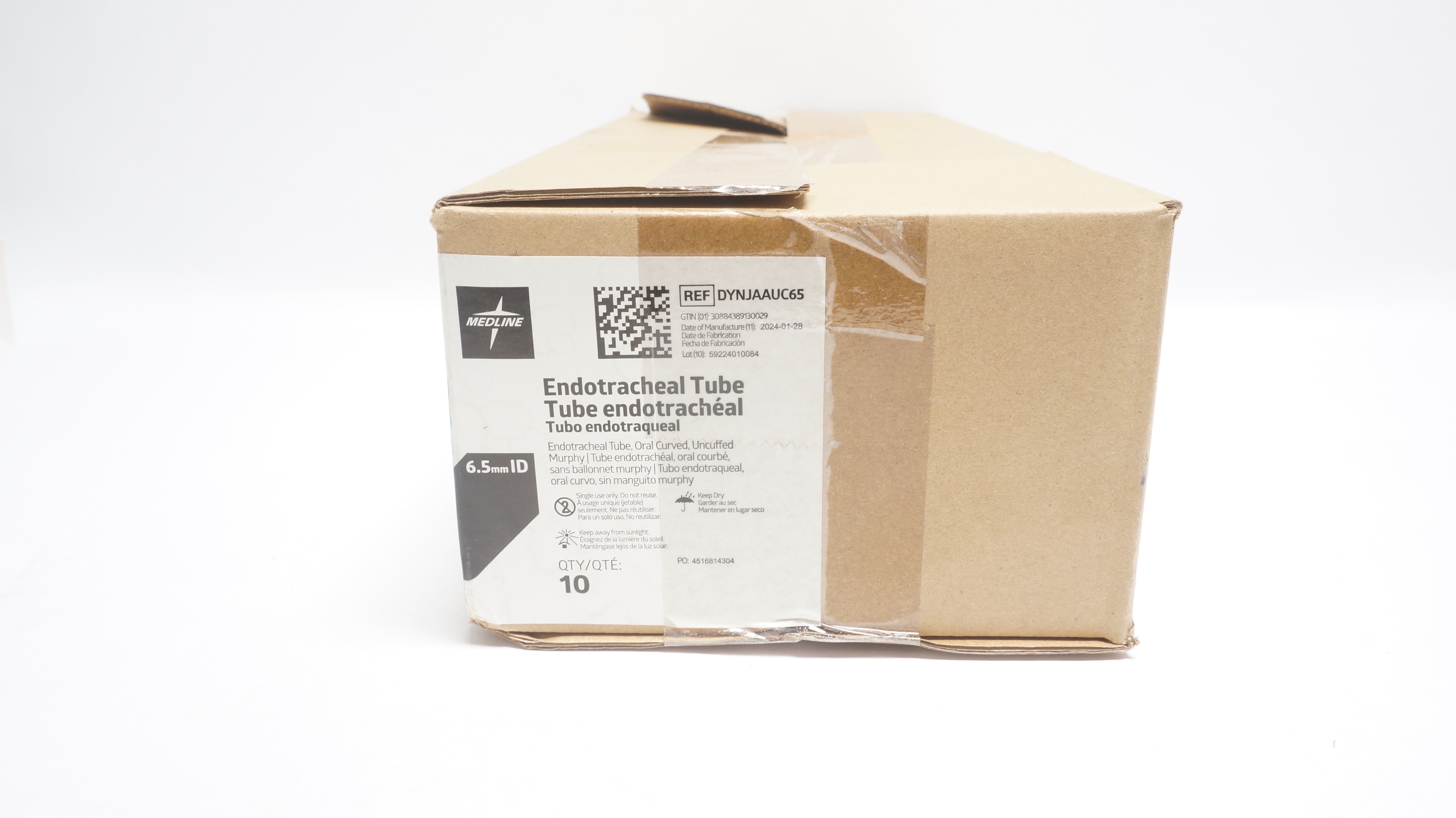 Medline DYNJAAUC65 Endotracheal Tube 6.5mm ID - Box of 10