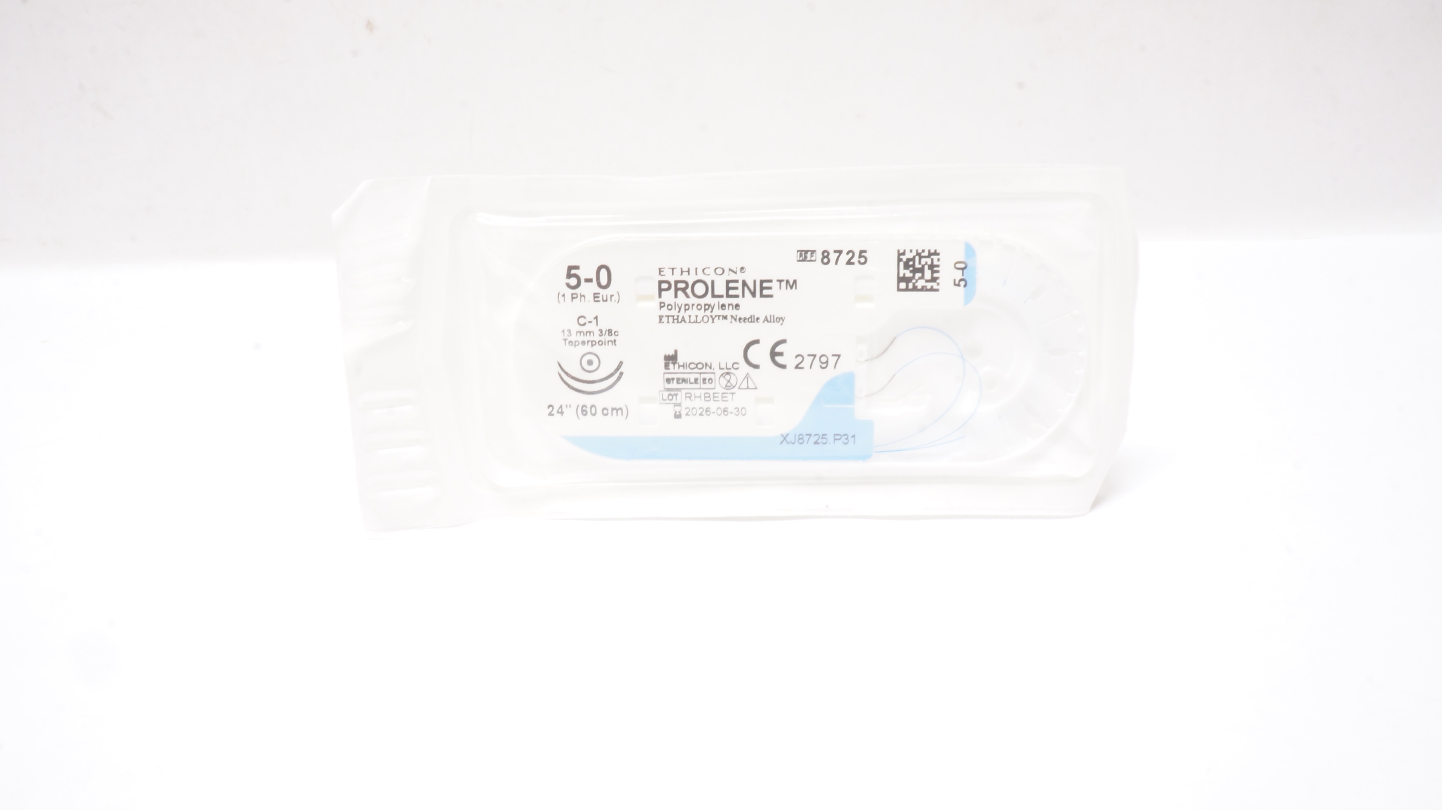 Ethicon 8725 5-0 Prolene Polypropylene, C-1, 13mm 3/8c Taperpoint, 24inch