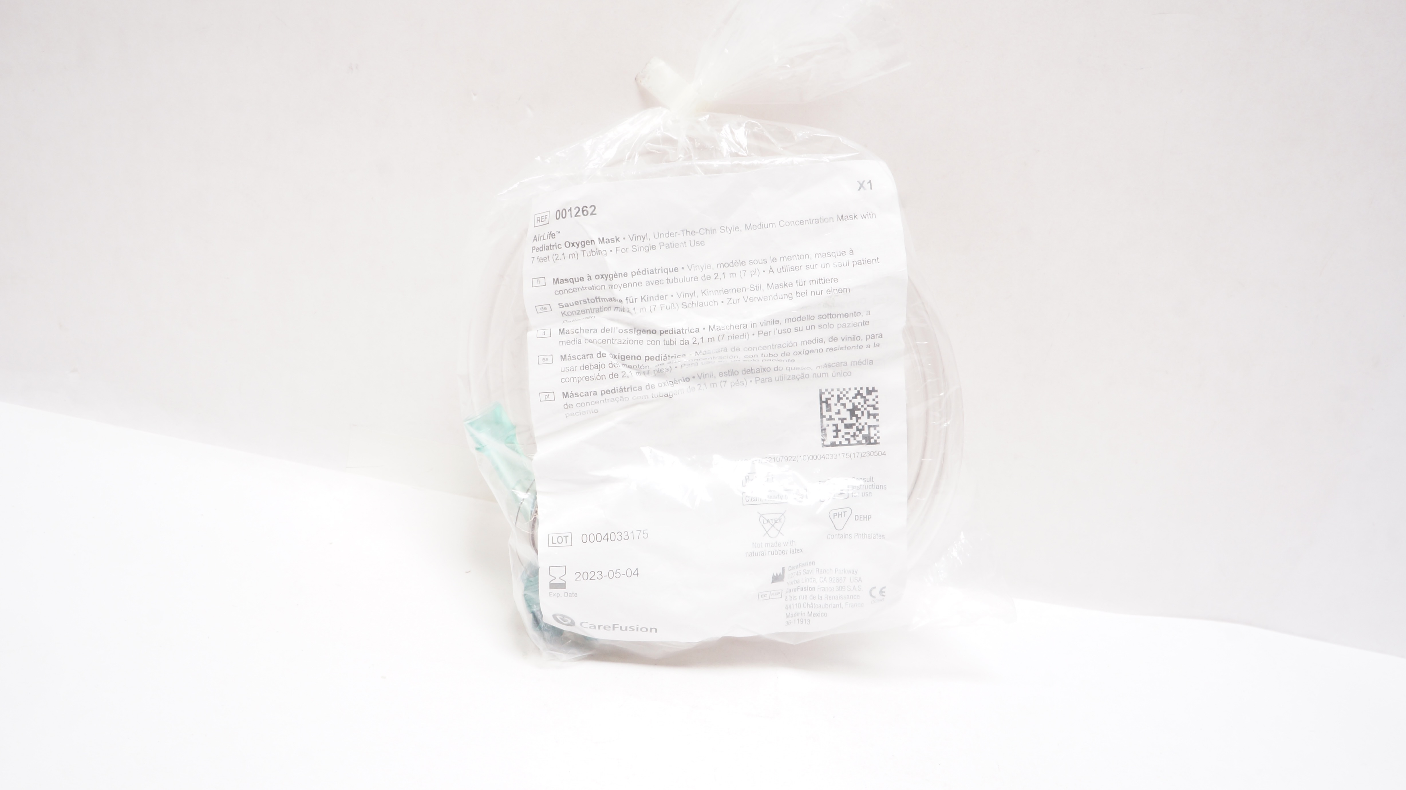CareFusion 001262 AirLife Pediatric Oxygen Mask Vinyl with 7Ft. Tubing (x)