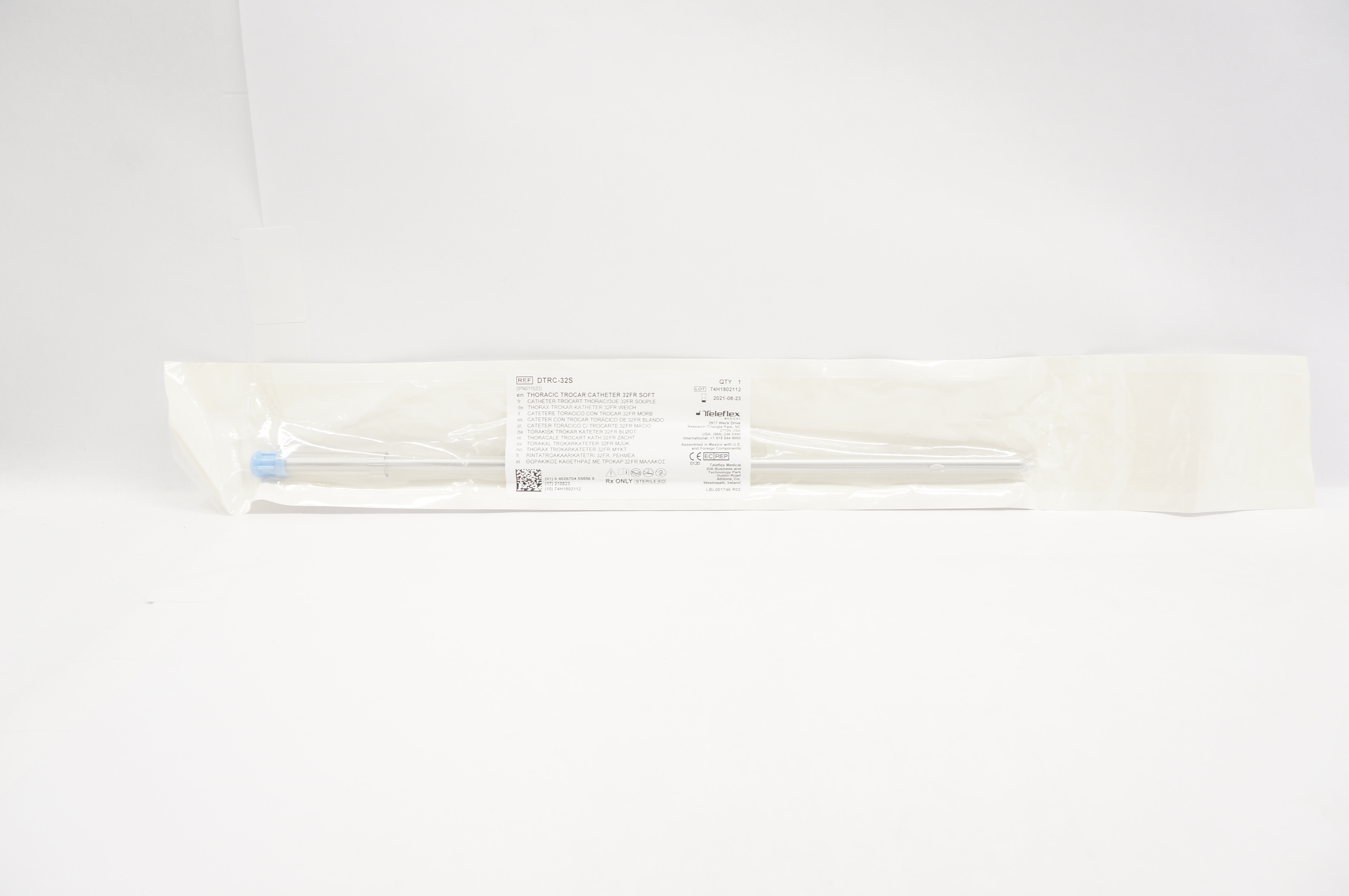 Teleflex DTRC-32S Thoracic Trocar Cath. Soft, 32Fr. (x)