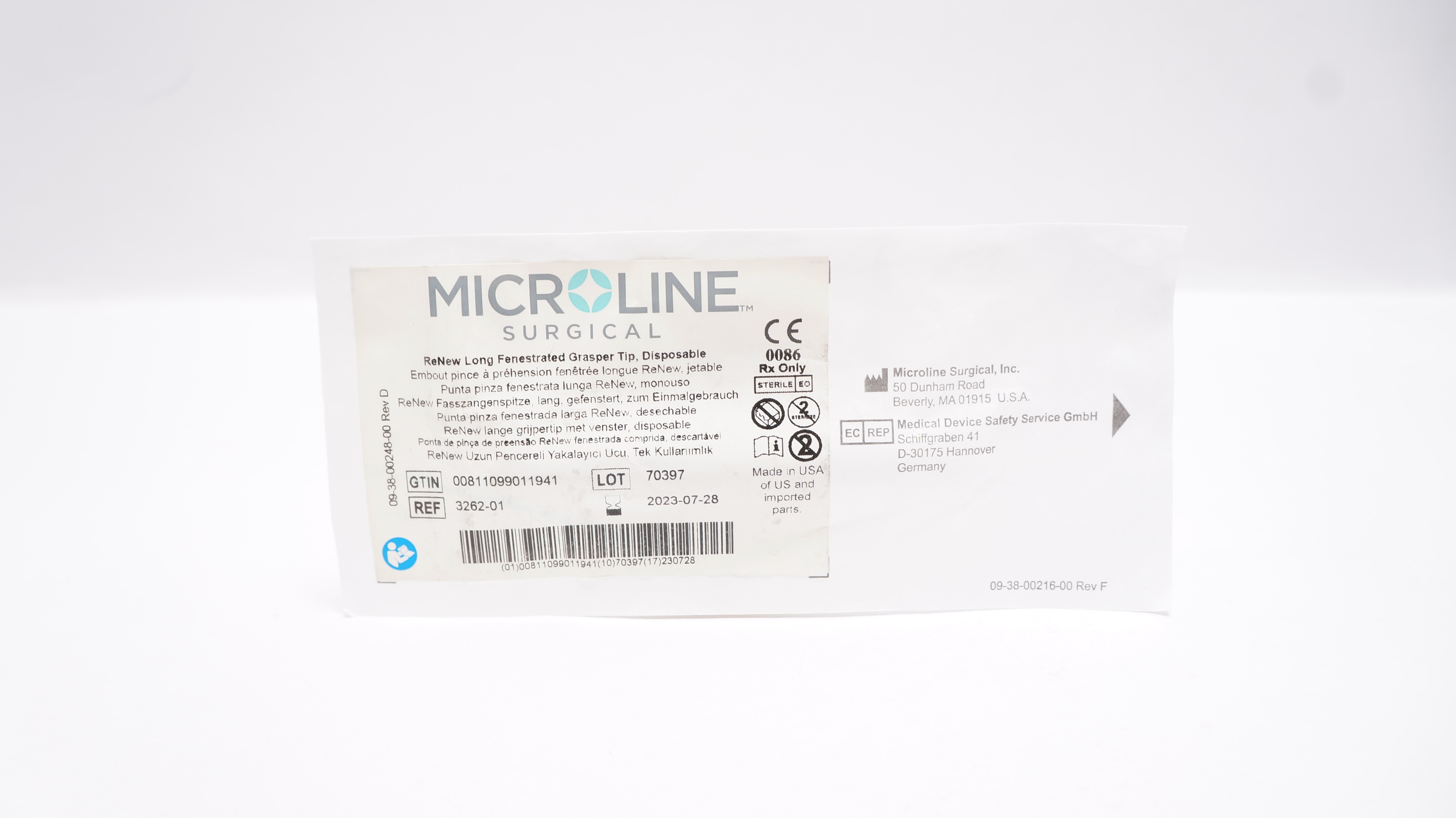 Microline Surgical 3262-01 ReNew Long Fenestrated Grasper Tip, Disposable (x)