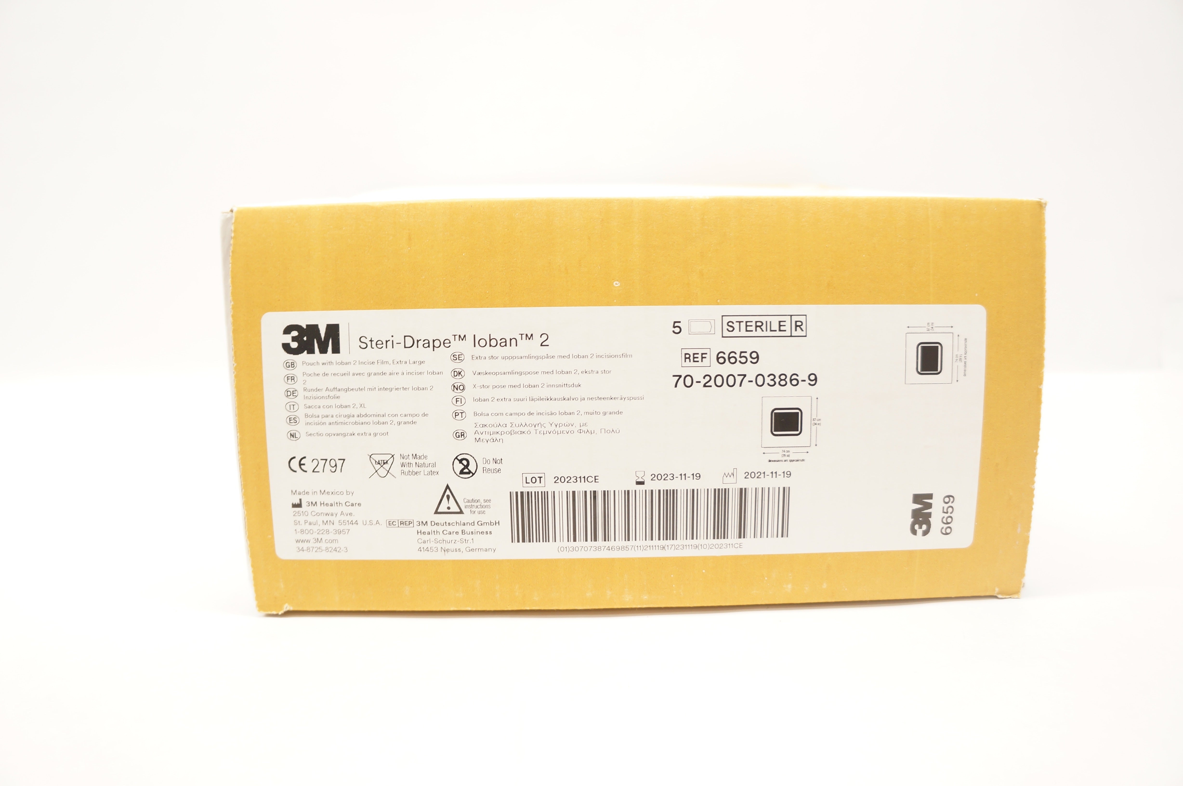 3M 6659 Steri-Drape Pouch w/Loban 2 Incise Film, XL 34 x 29inch - Box of 5