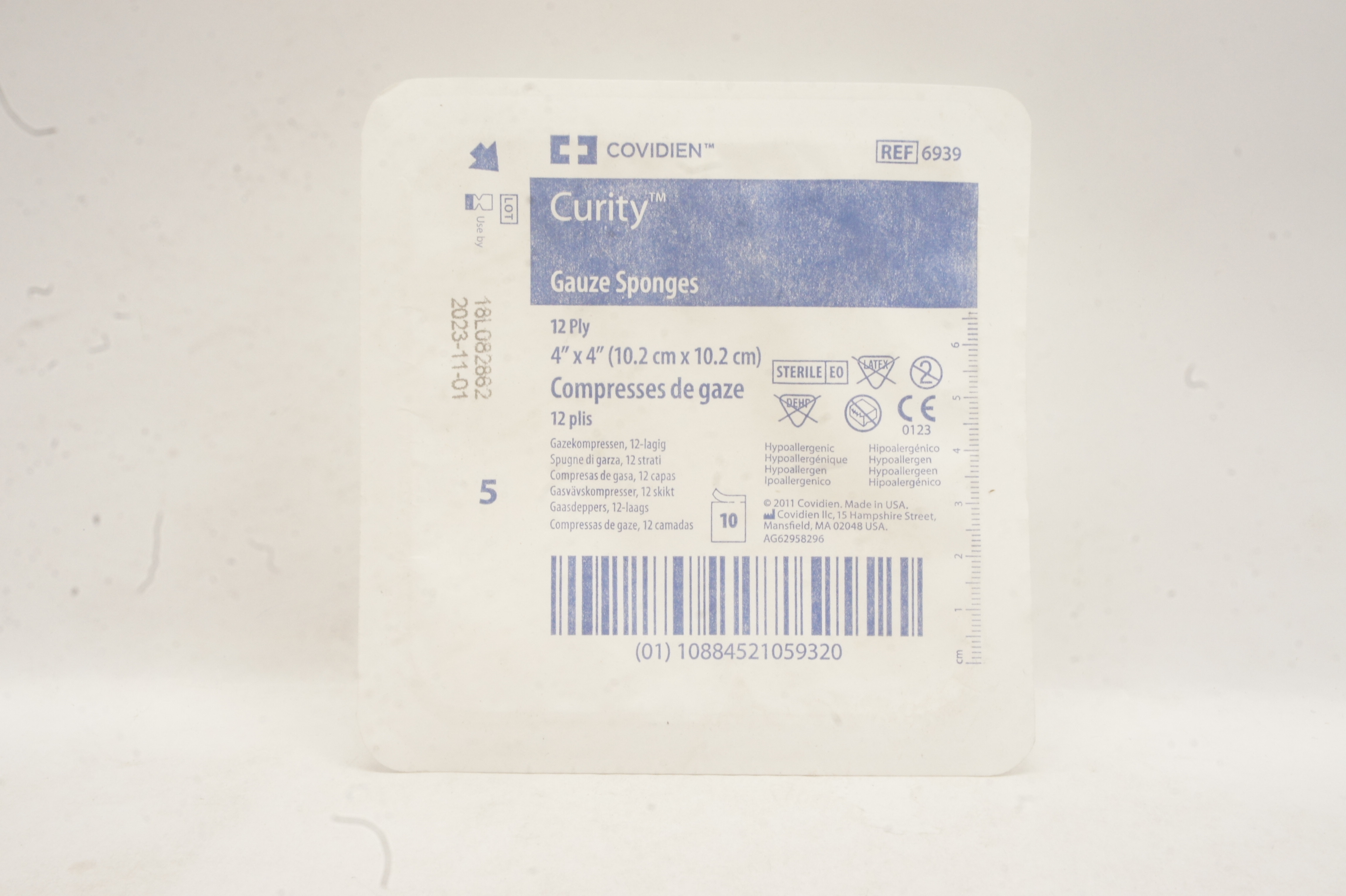 Covidien 6939 Curity Gauze Sponges 12 Ply 4 inch x 4 inch - Pack of 10