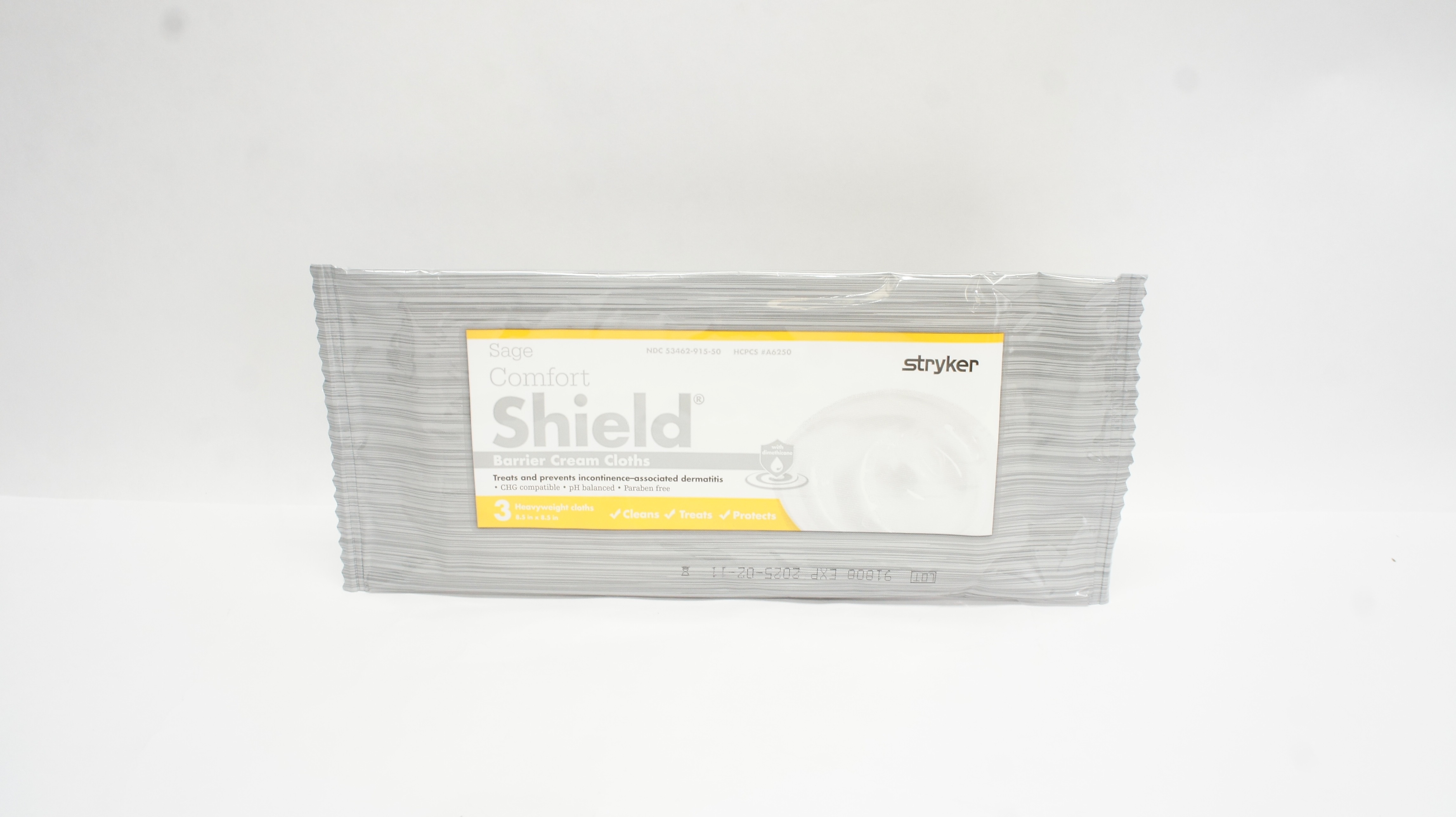 Stryker 7503 Sage Comfort Shield Barrier Cream Cloths 8.5 x 8.5In - Pack of 3