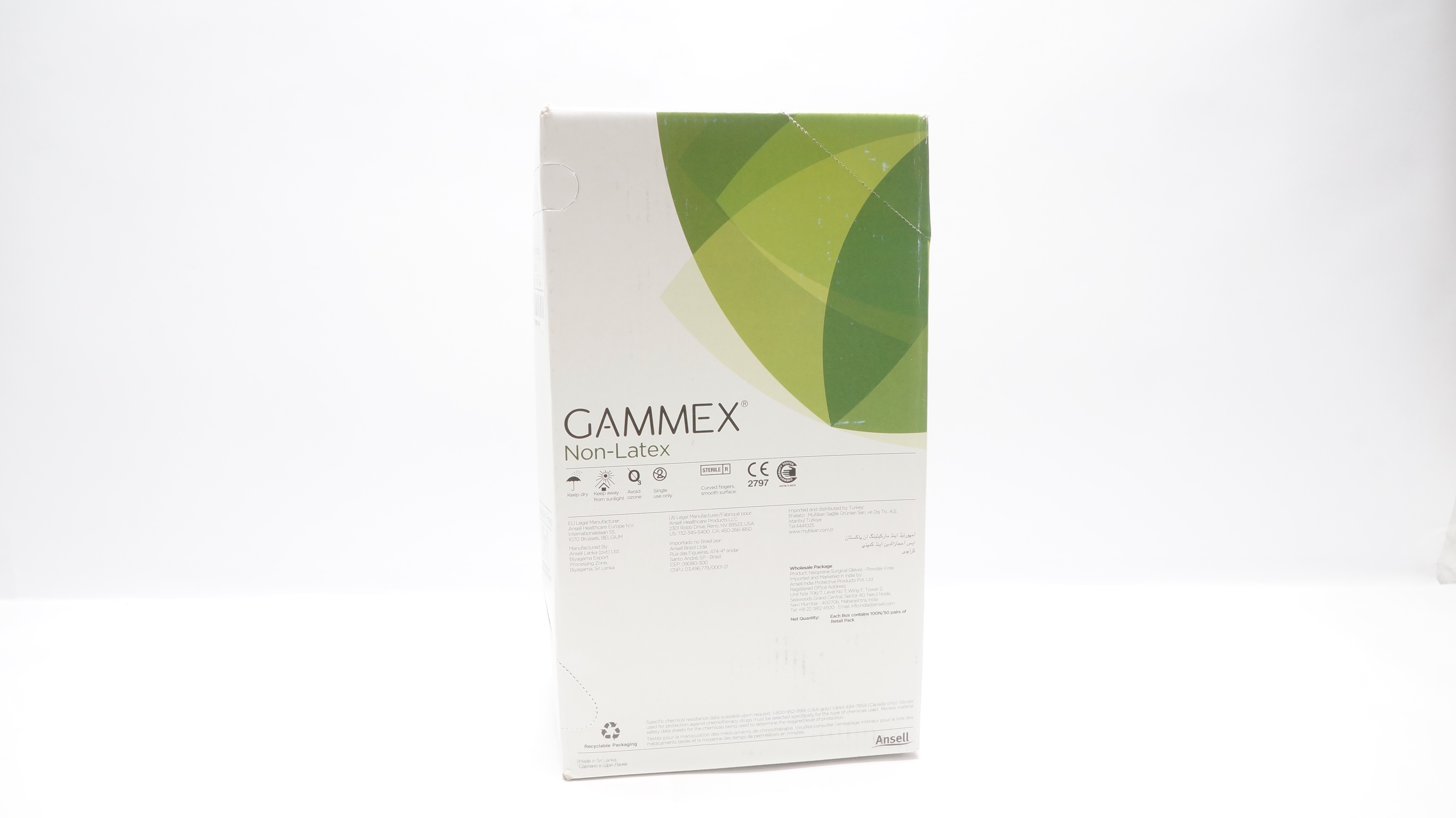 Ansell 8514 GAMMEX Non-Latex Neoprene Surgical Gloves Size 7 (x) -Box of 50pairs