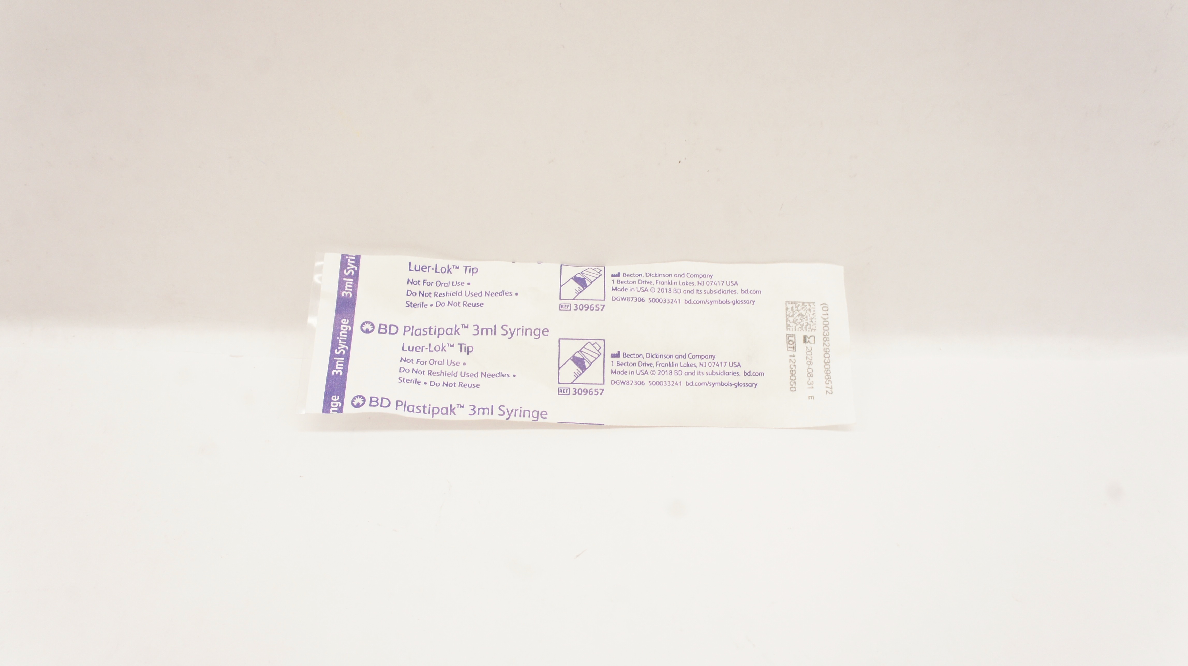 BD 309657 Plastipak Luer-Lok Tip, 3mL Syringe