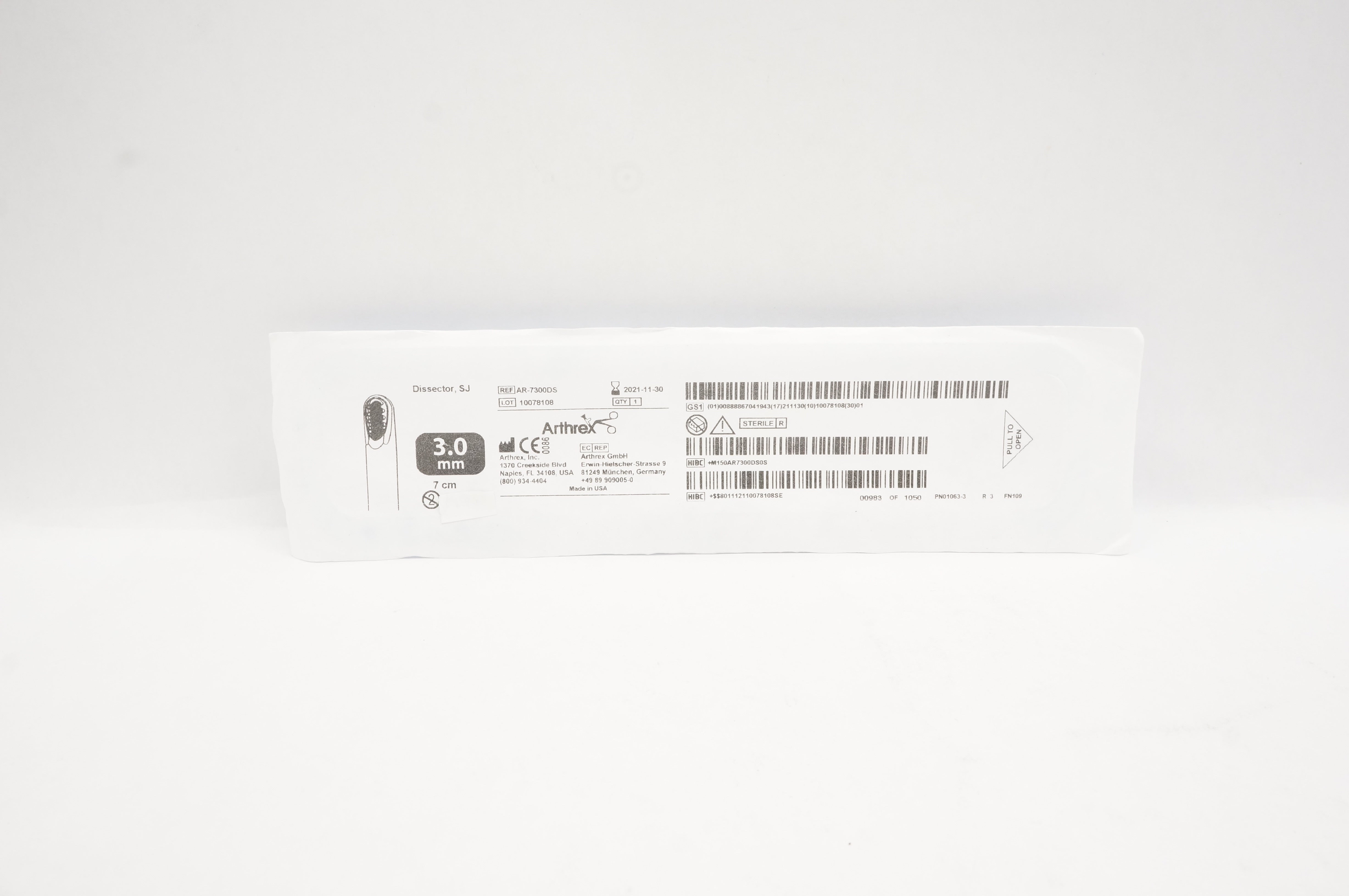 Arthrex AR-7300DS Dissector, SJ 3.0mm x 7cm (x)