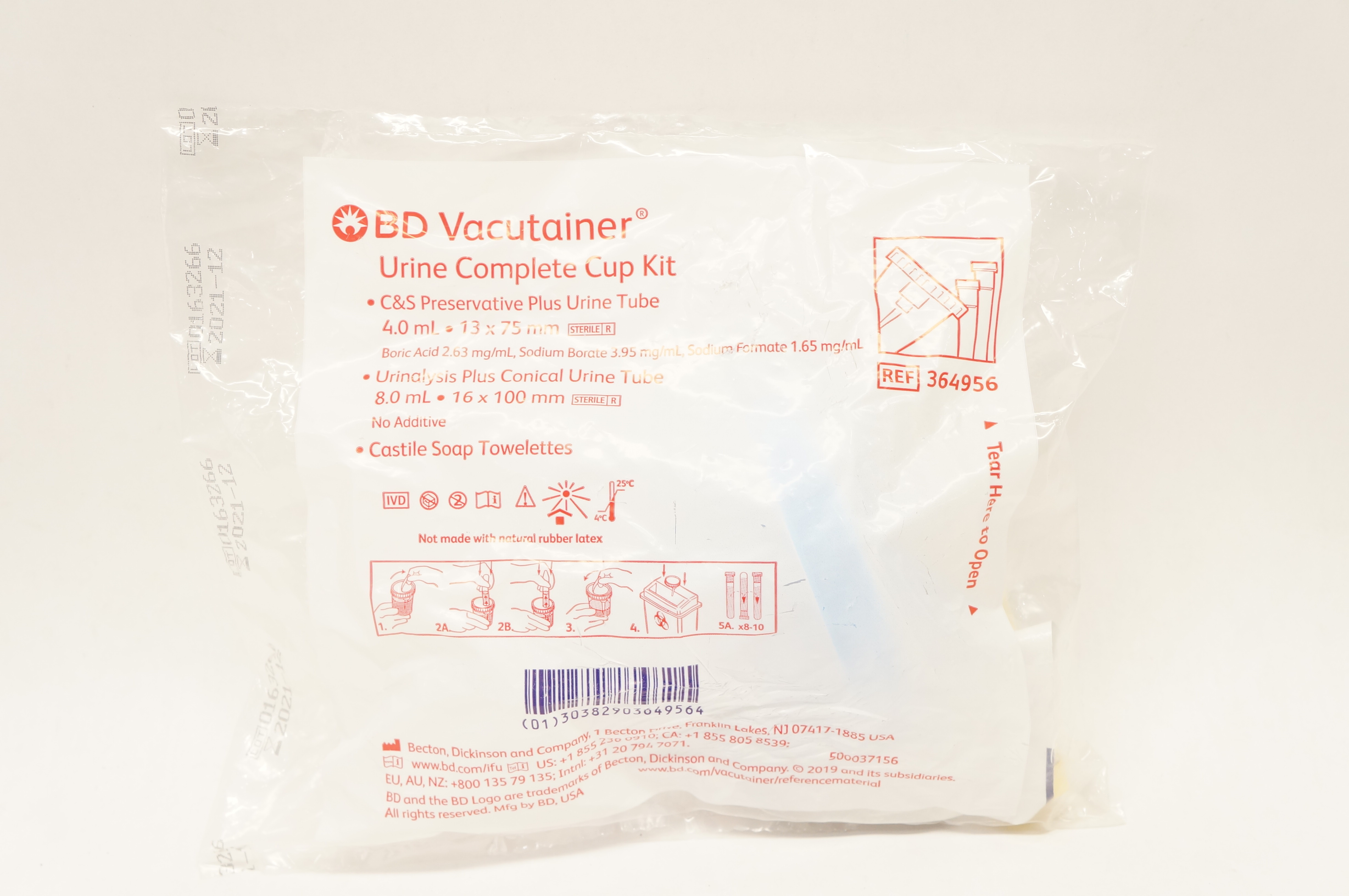 BD 364956 Vacutainer Urine Complete Cup Kit (x)