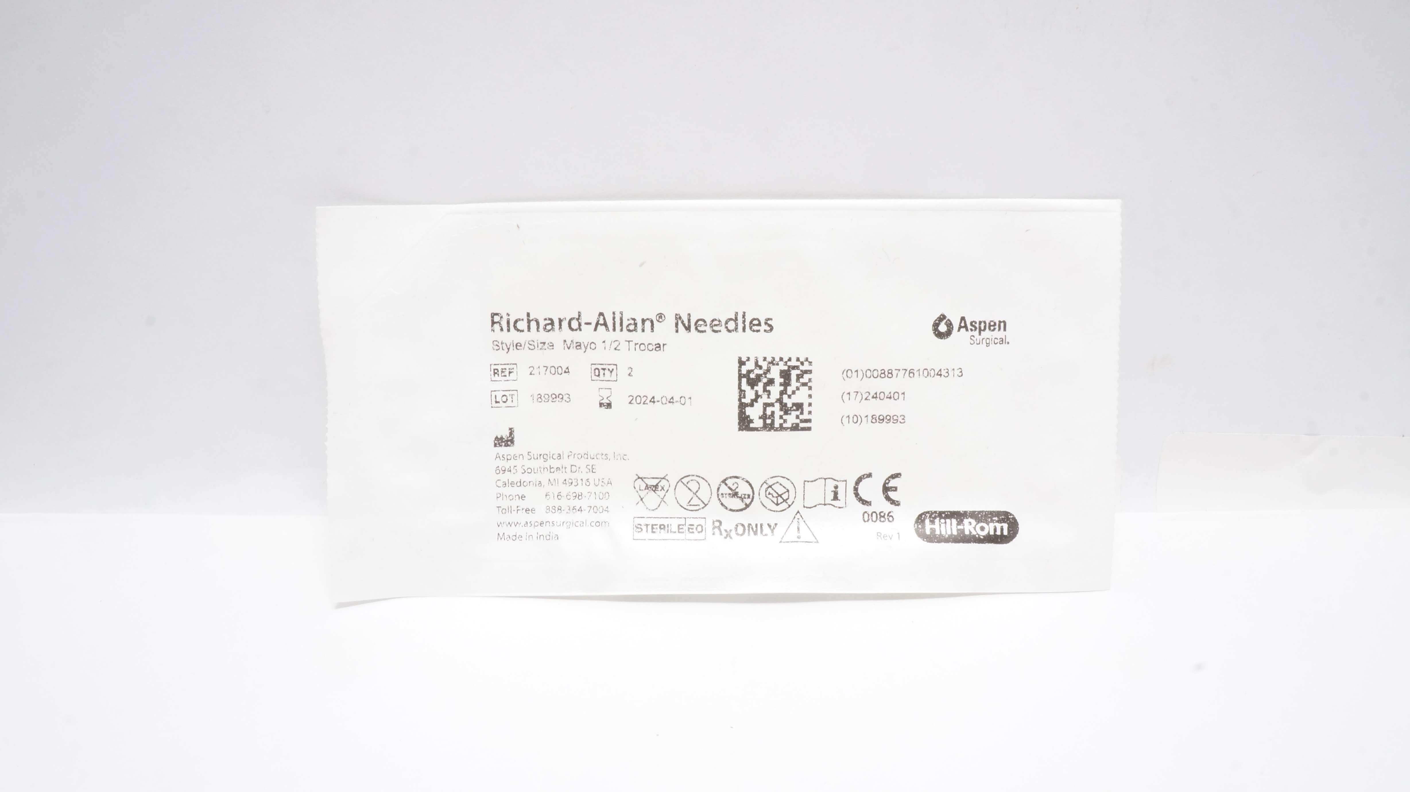 Aspen Surgical 217004 Richard-Allan Mayo 1/2 Trocar Ndles (x) - Pack of 2