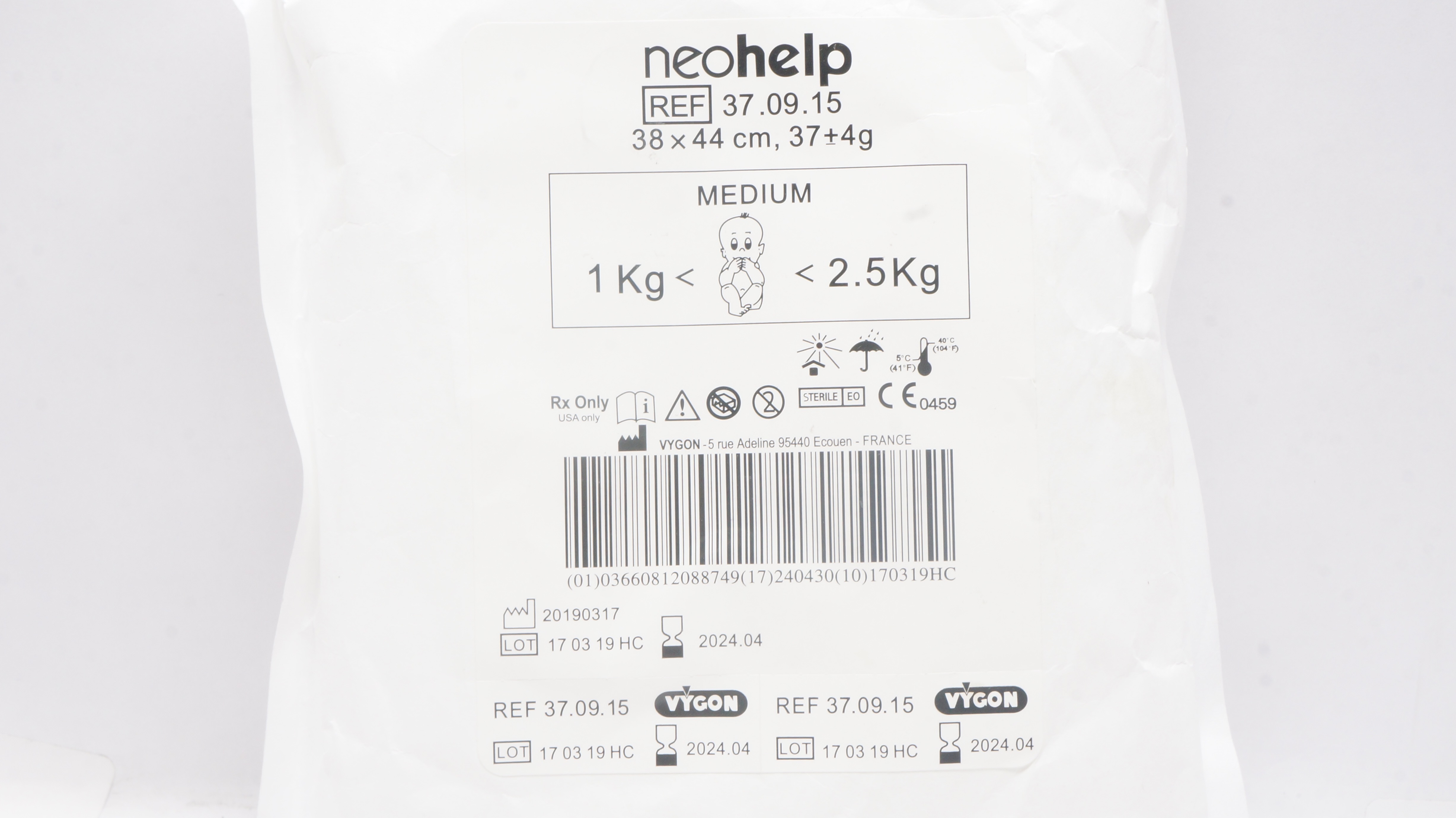#193*(*≧∇≦)* 品 Vygon 37.09.15 Neohelp Heat Loss Prevention 38 x 44cm 37 ± 4g
