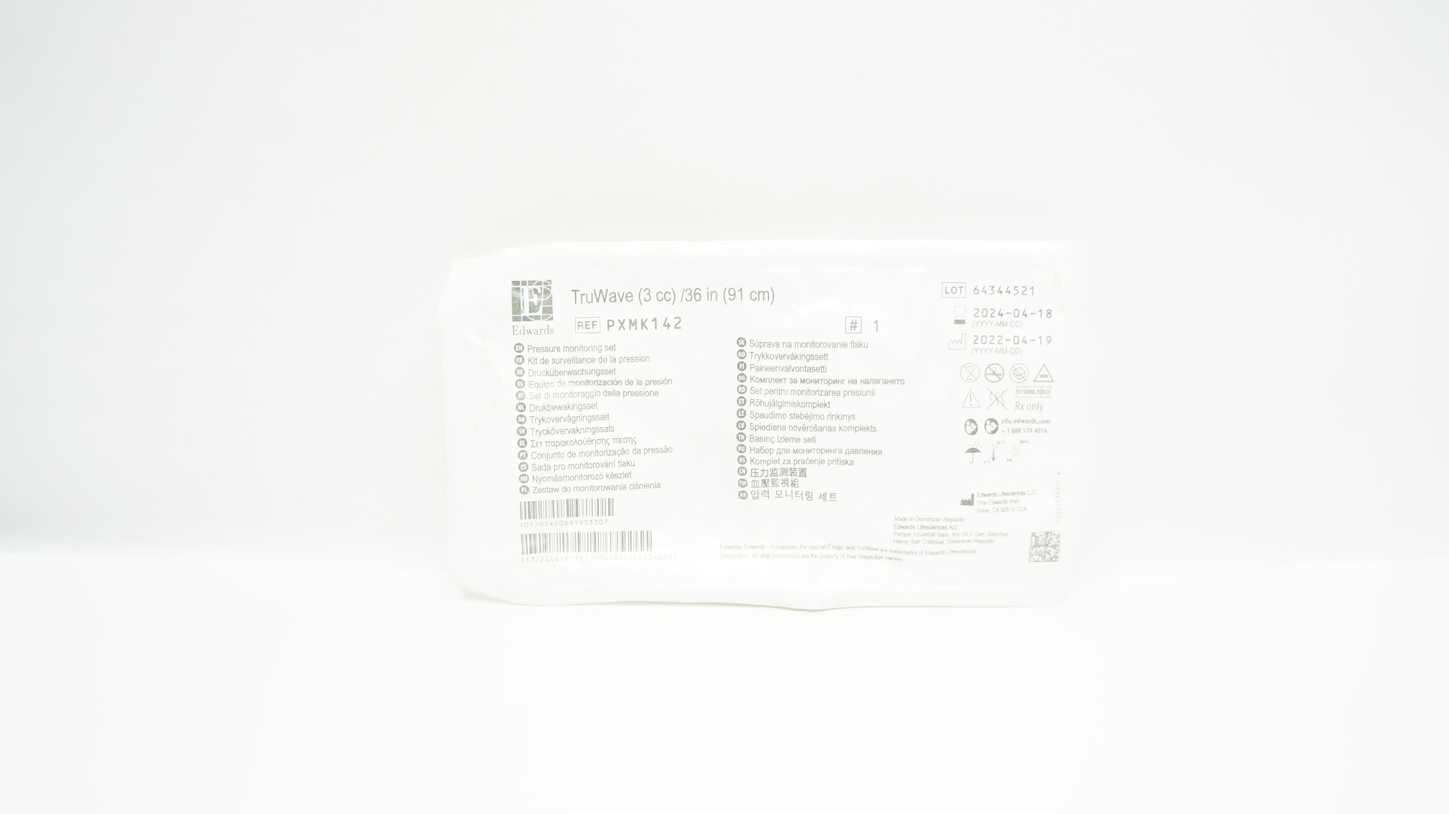 Edwards Lifesciences PXMK142 TruWave Pressure Monitoring Set (3cc)/36inch