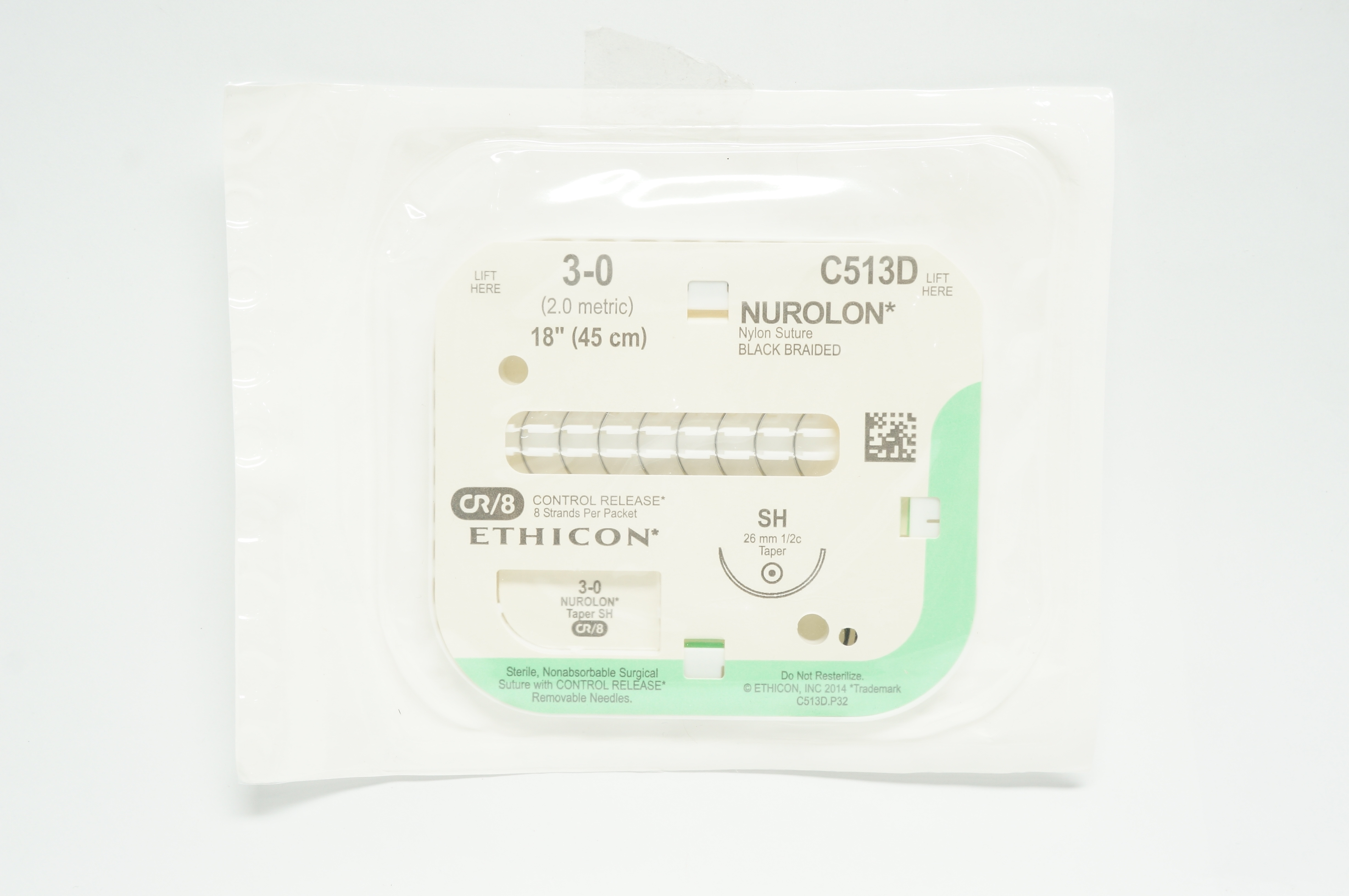 Ethicon C513D 3-0 NUROLON SH, 26mm 1/2c Taper, 18inch (x)