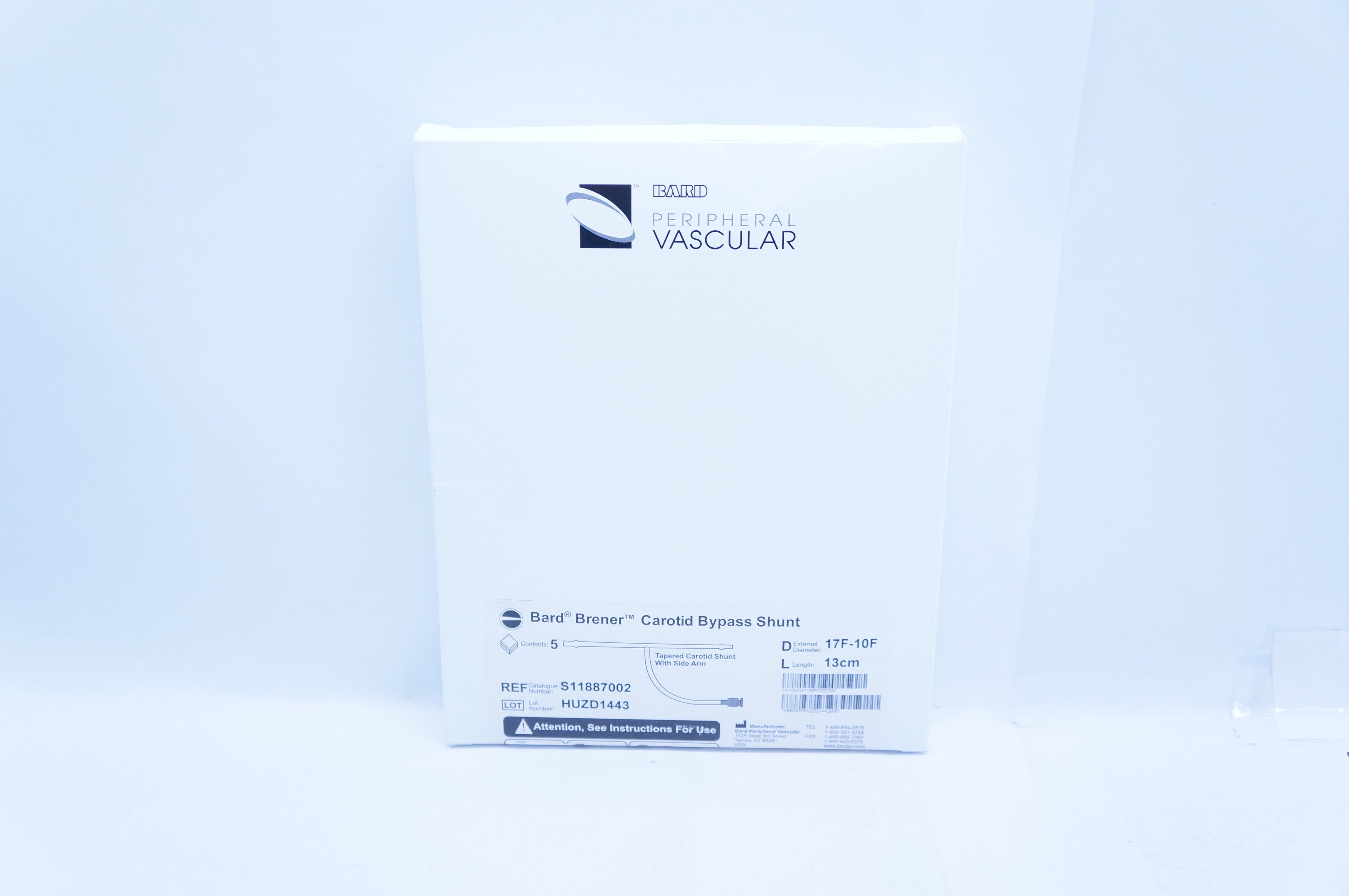 Bard S11887002 Brener Carotid Bypass Shunt 17F-10F x 13cm (x) - Box of 5