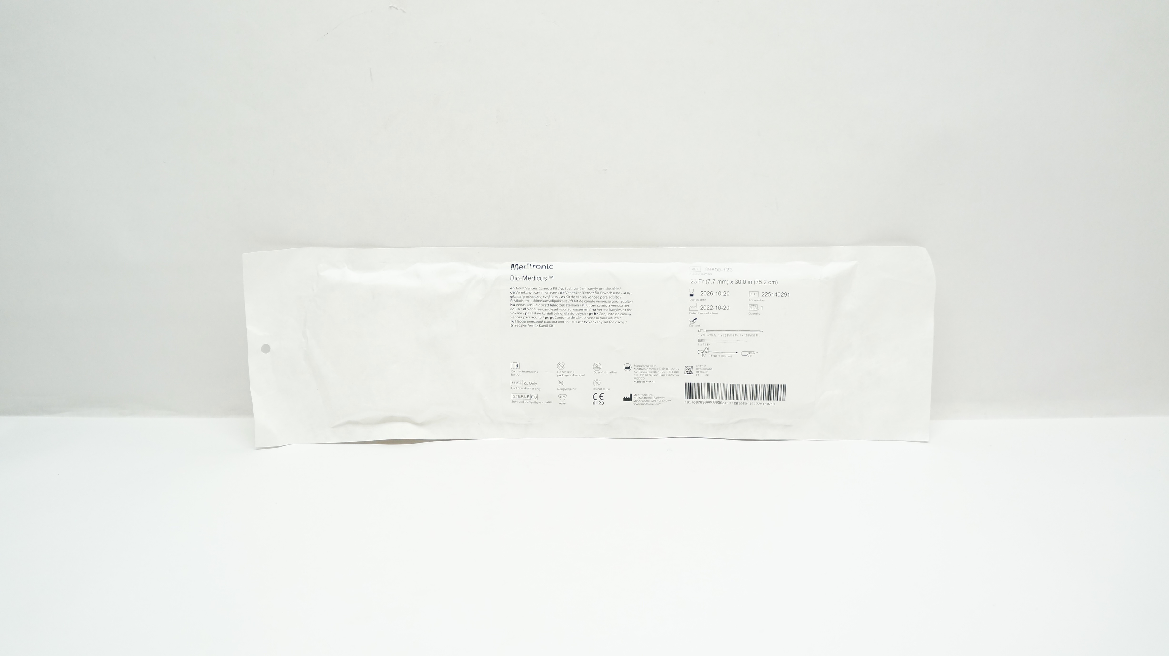 Medtronic 96600-123 Bio-Medicus Adult Cannula Kit 23Fr x 30.0inch