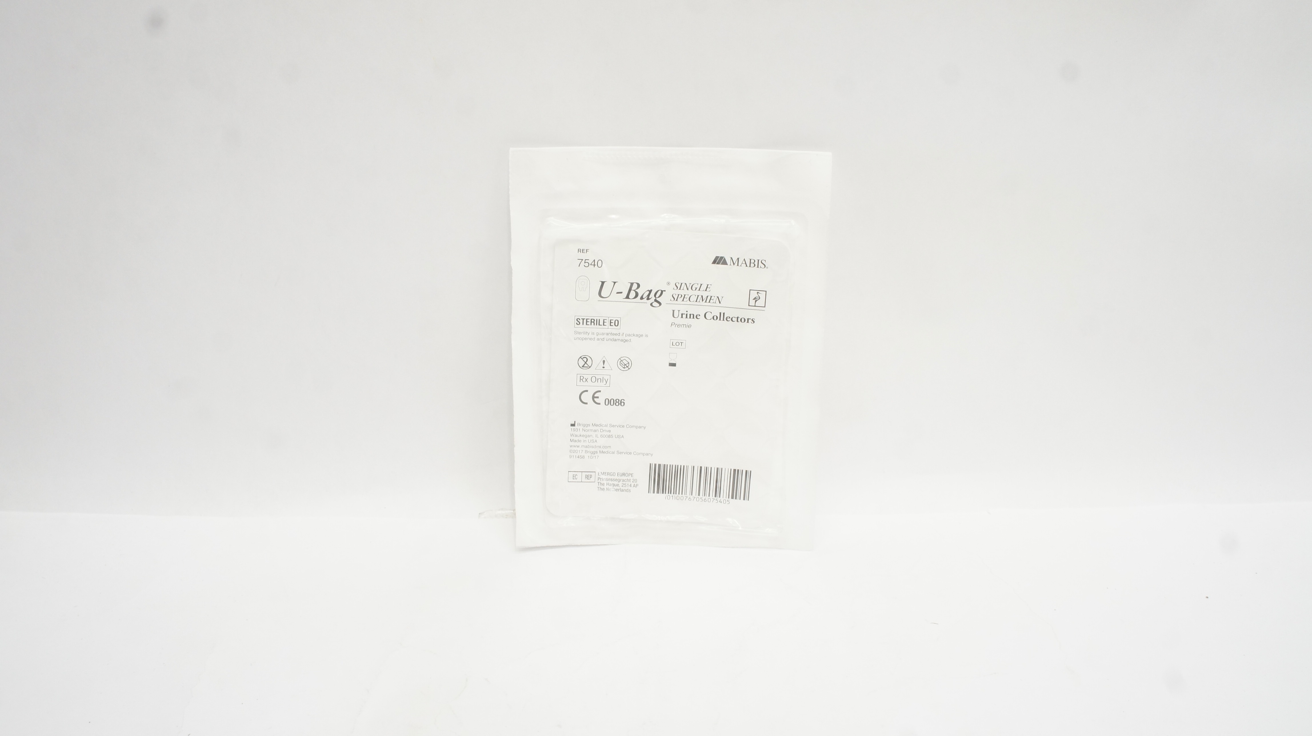 Briggs Medical 7540 Mabis U-Bag Single Specimen Urine Collectors Premie