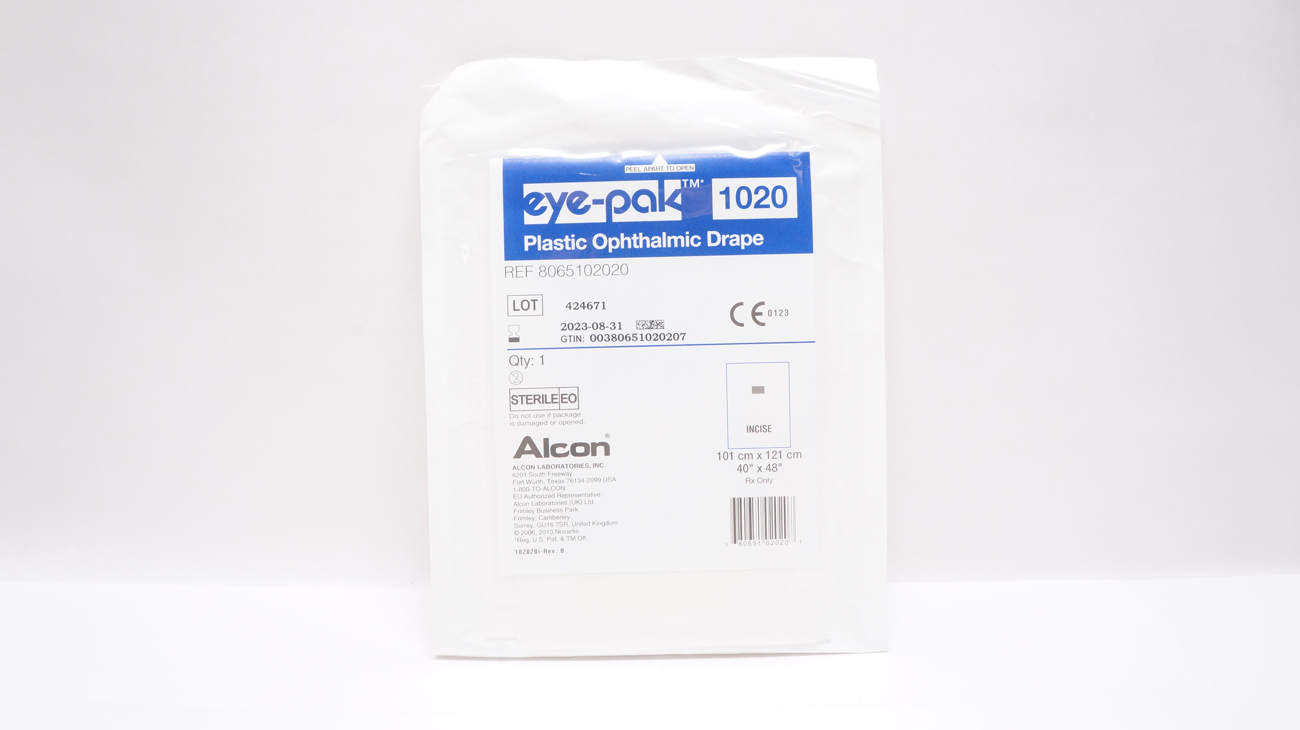 Alcon 8065102020 Eye-Pak Plastic Ophthalmic Drape 40 x 48inch (x)