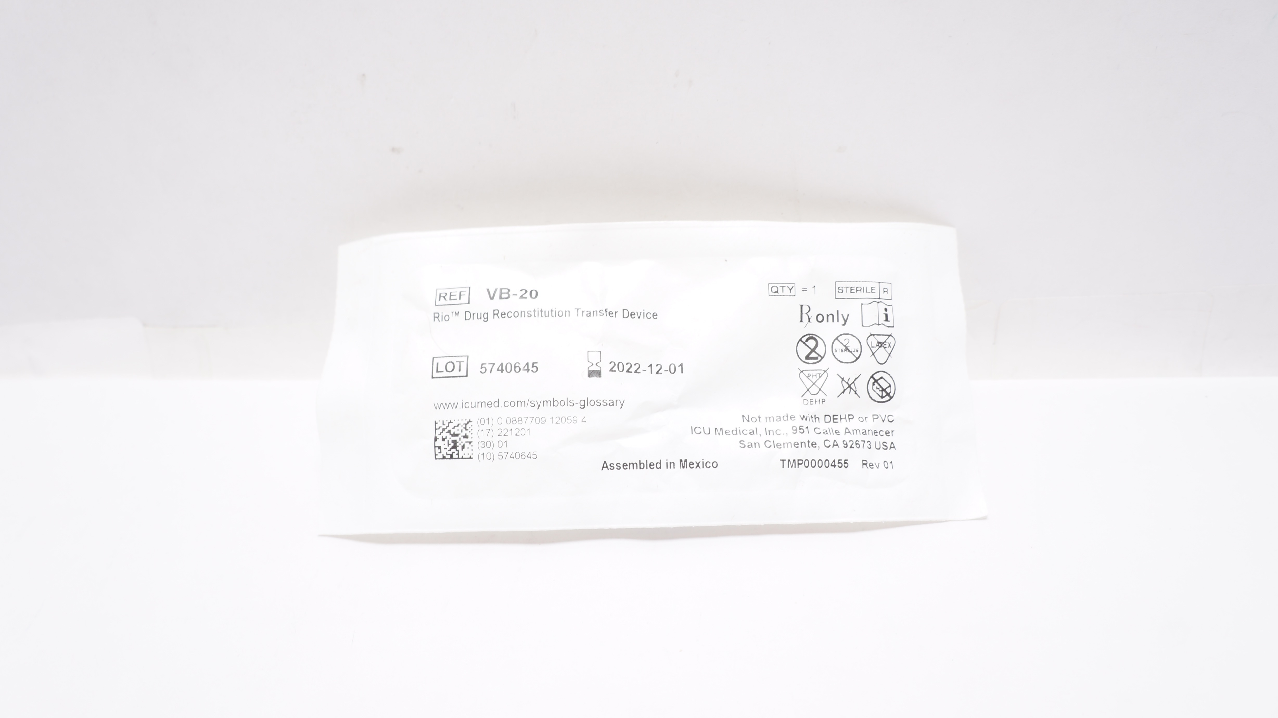 ICU Medical VB-20 Rio Drug Reconstitution Transfer Device (x)