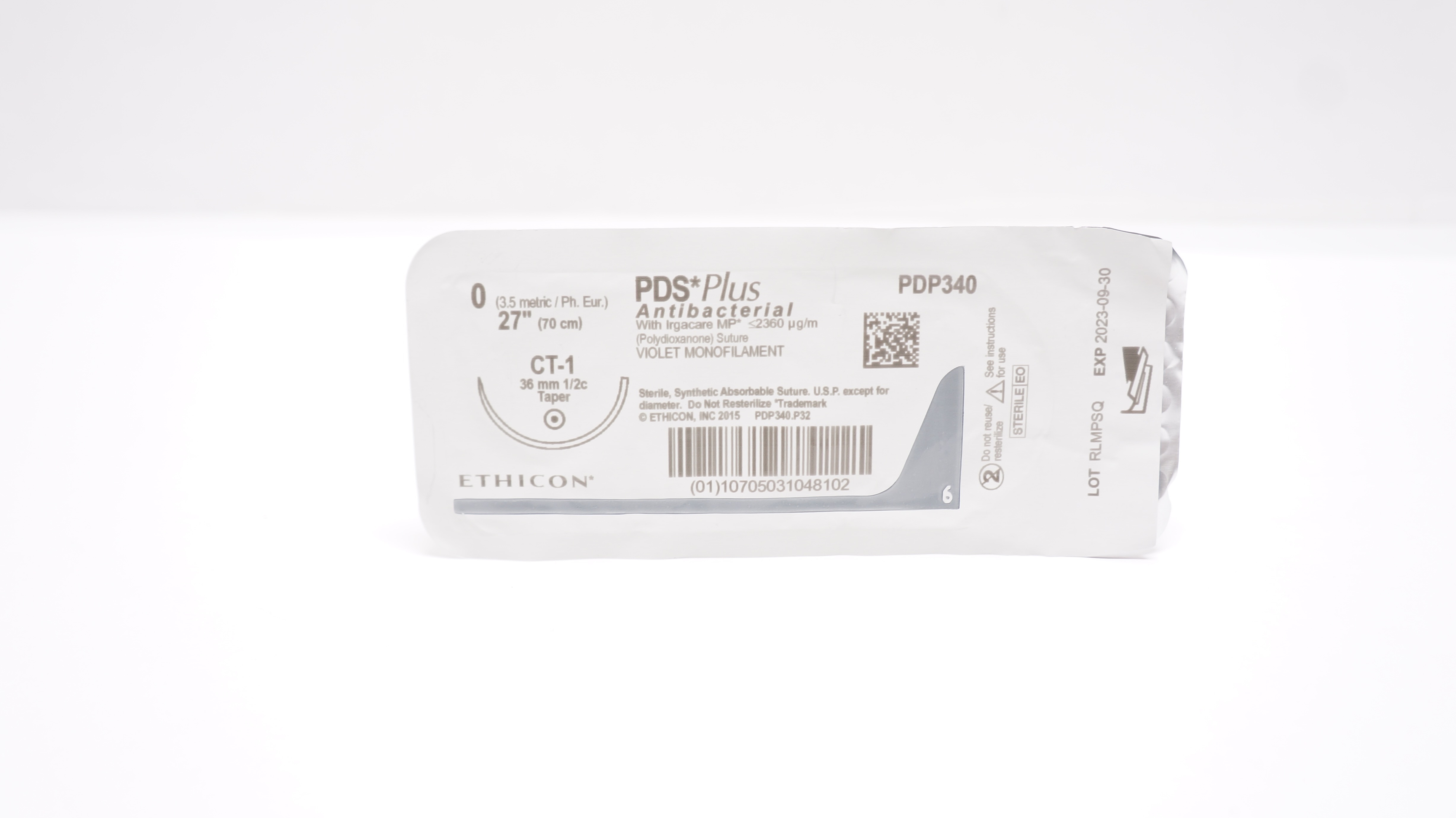 Ethicon PDP340 0 PDS Plus Antibacterial Stre CT-1, 36mm 1/2c Taper, 27inch (x)