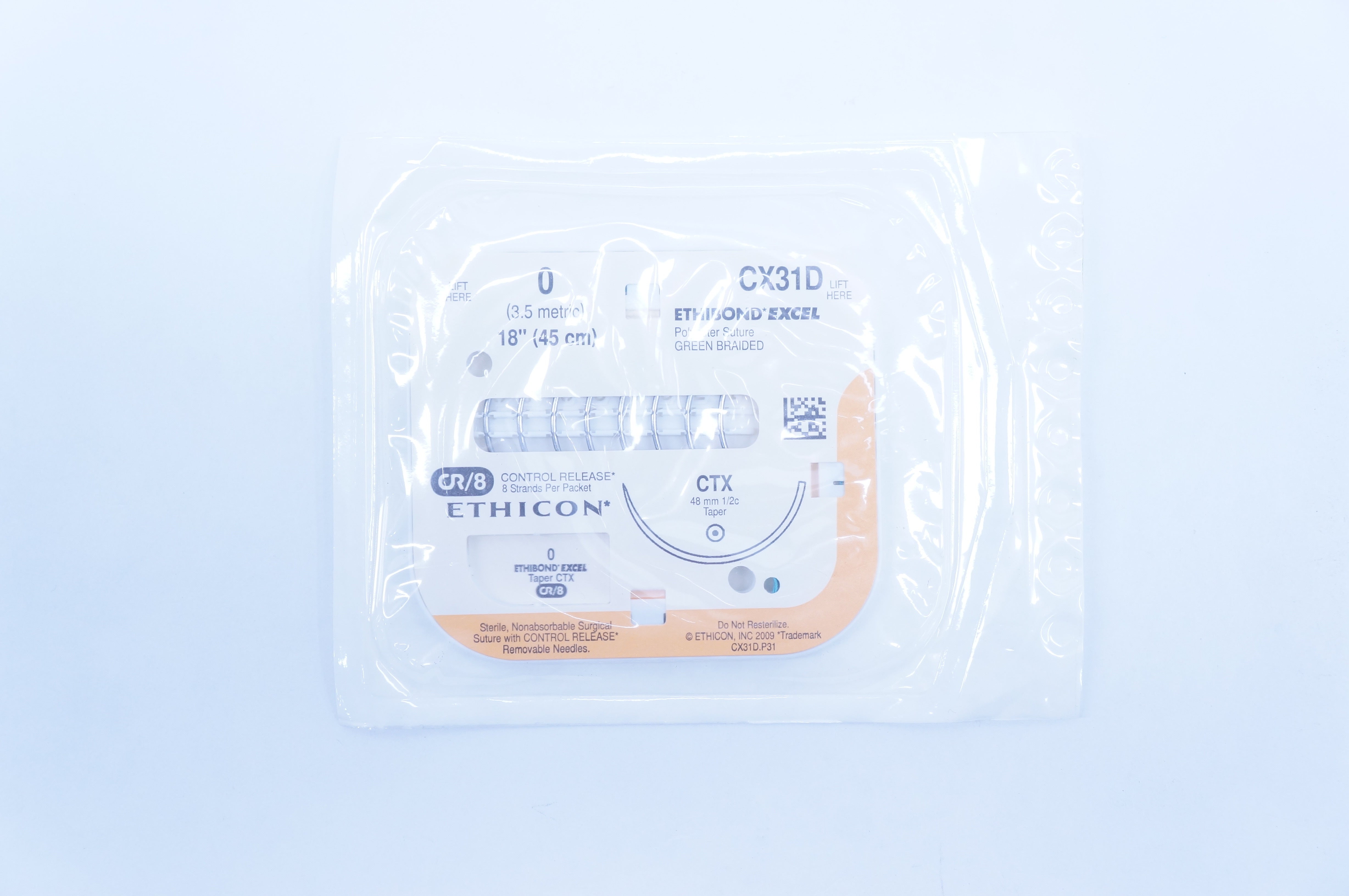 Ethicon CX31D 0 Ethibond Excel CTX 48mm 1/2c Taper, 18inch (x)