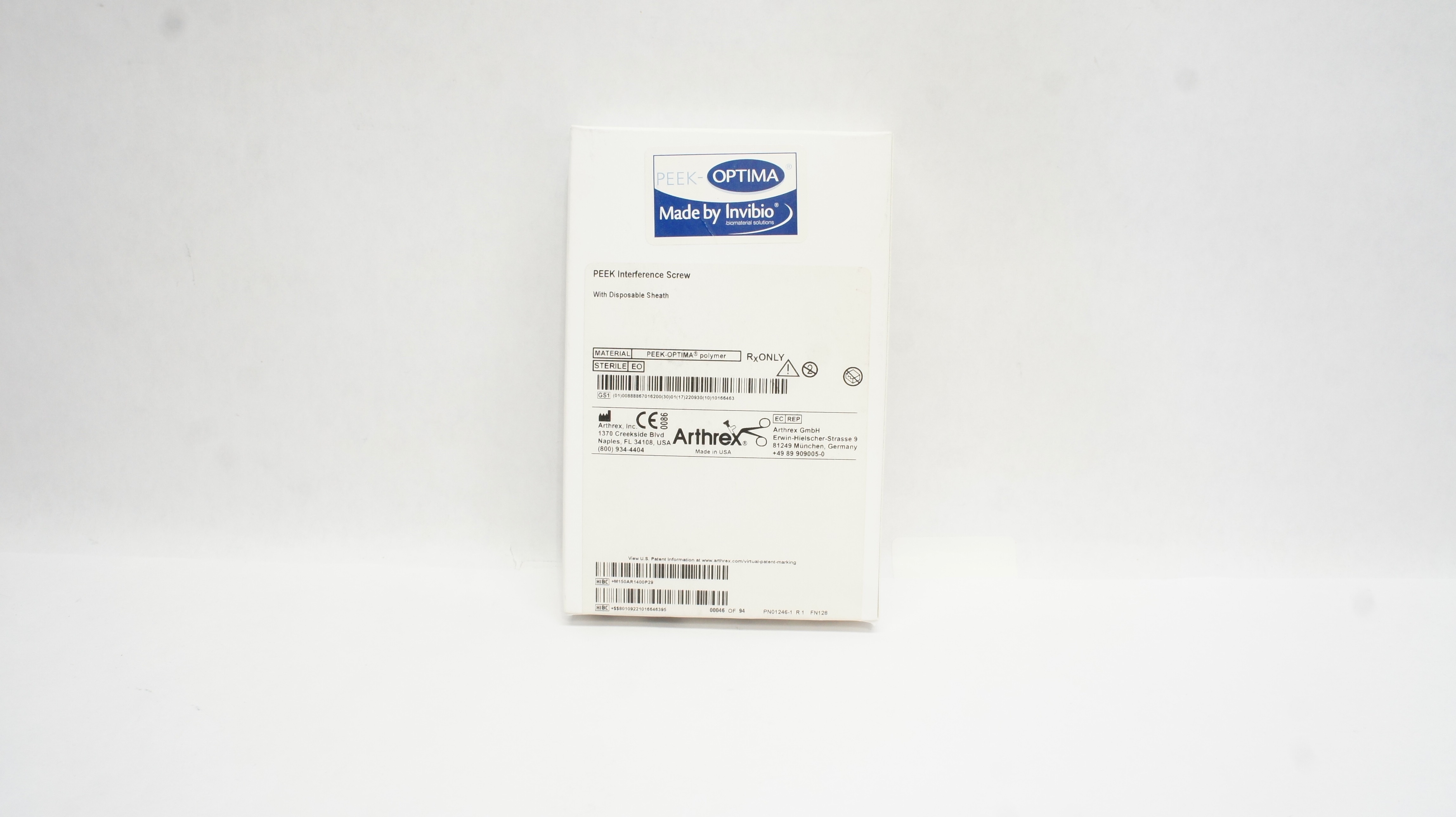 Arthrex AR-1400P PEEK Interference Screw, 10 mm x 23 mm (x)
