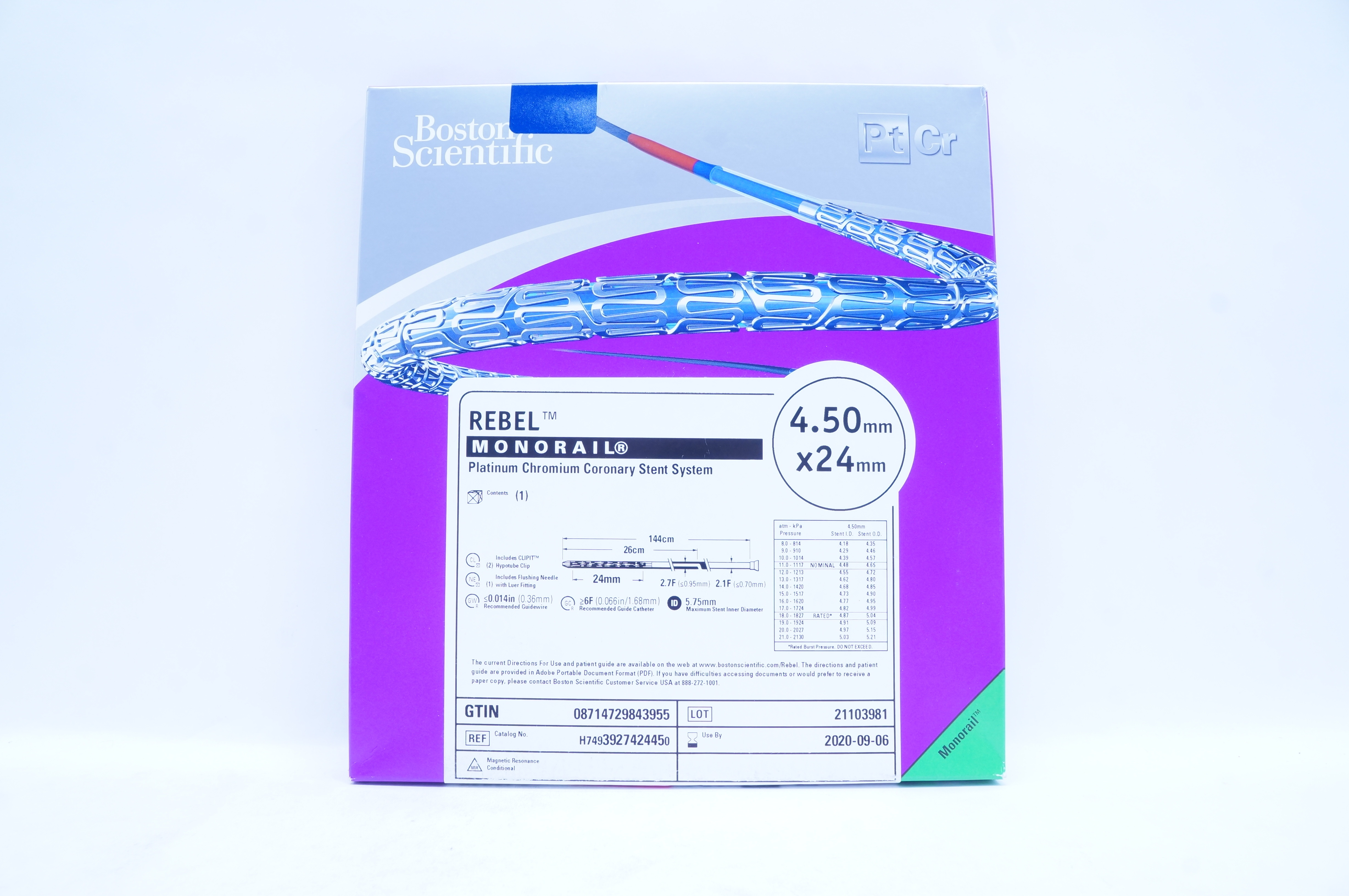 Boston Scientific 392742445 Platinum Chromium Coronary Stnt System 4.50x 24mm(x)