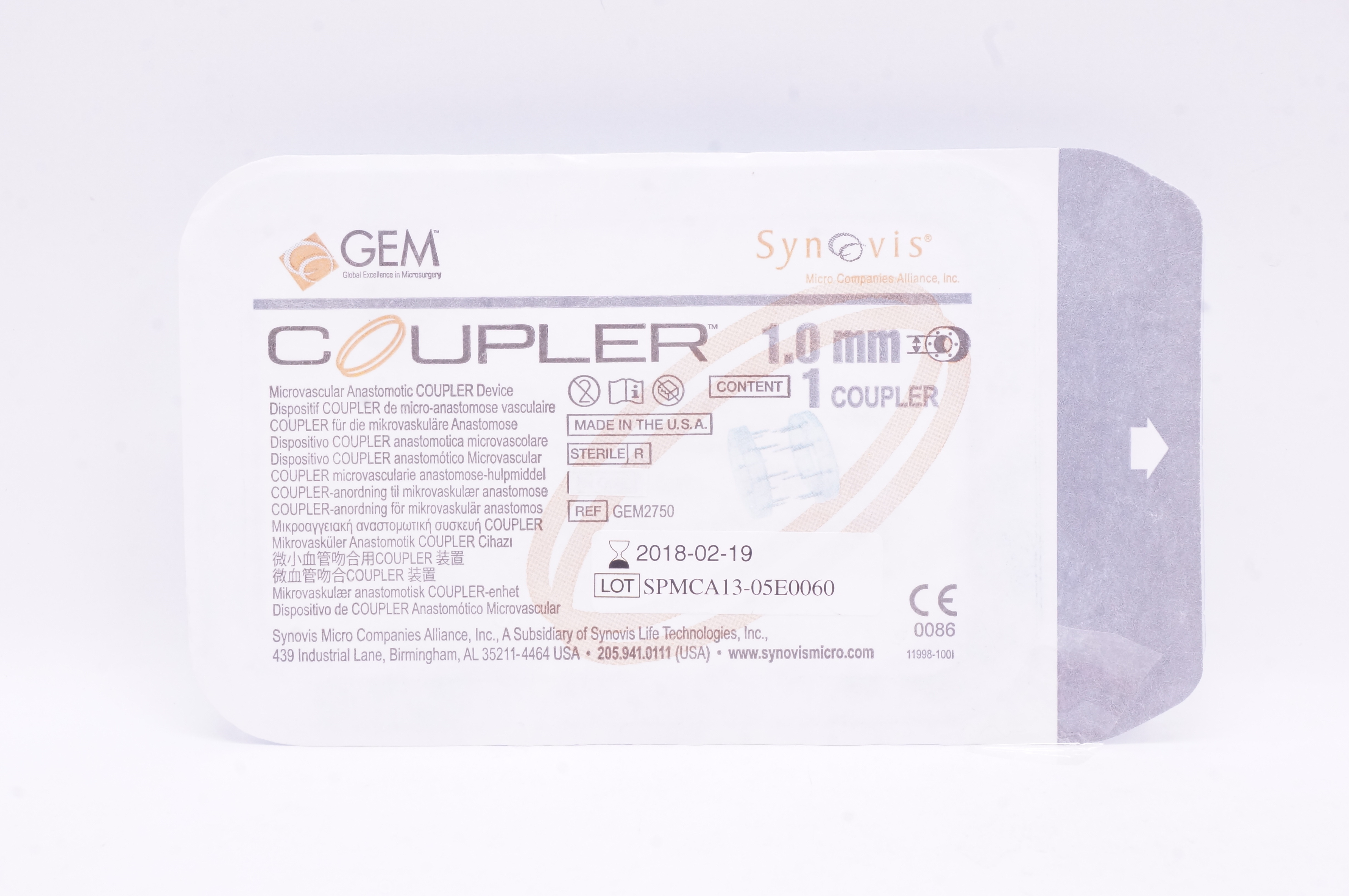 Synovis GEM2750 Coupler Microvascular Anastomotic Device 1.0mm (x)