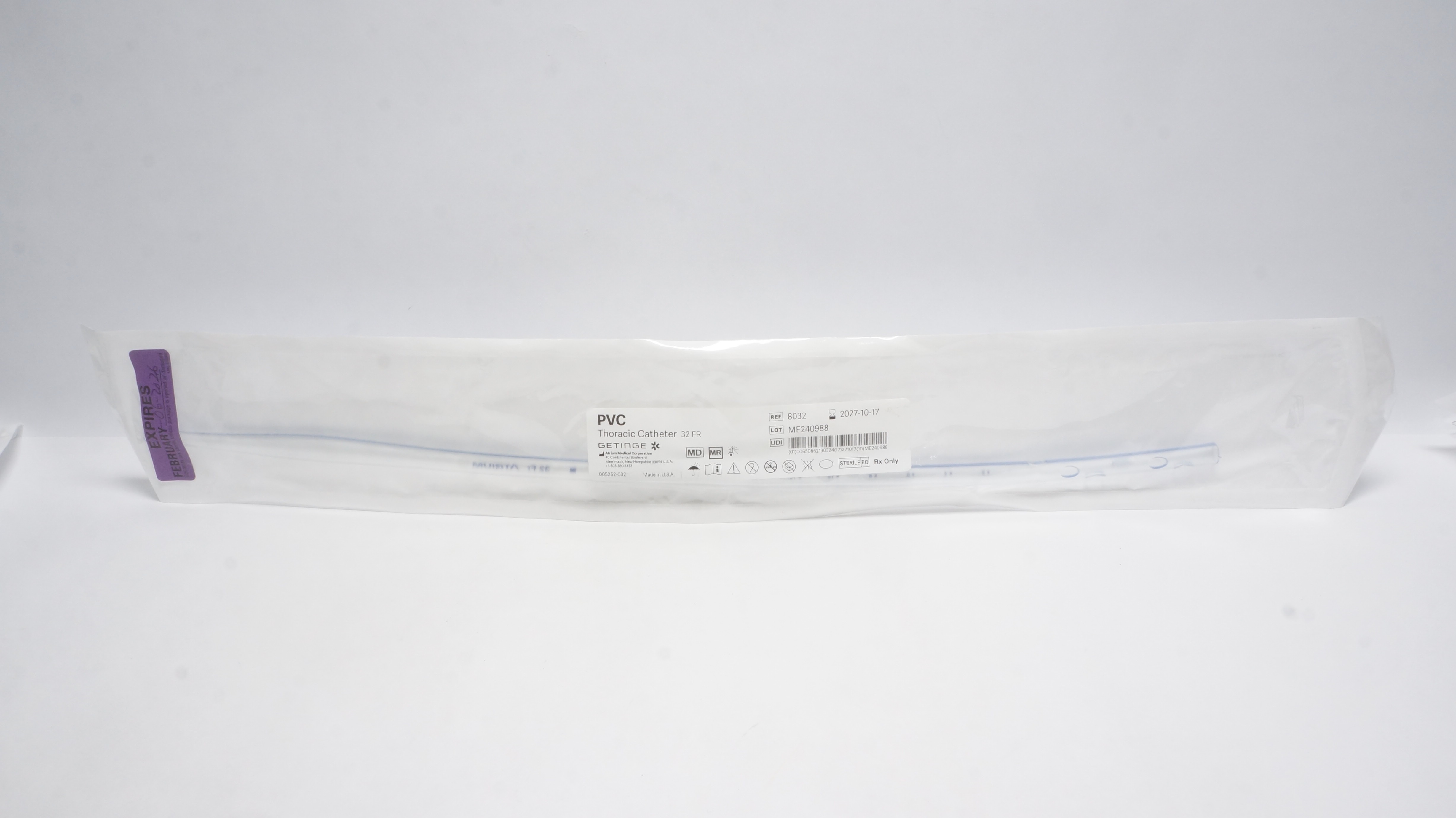 Atrium 8032 Getinge PVC Thoracic Cath. 32Fr