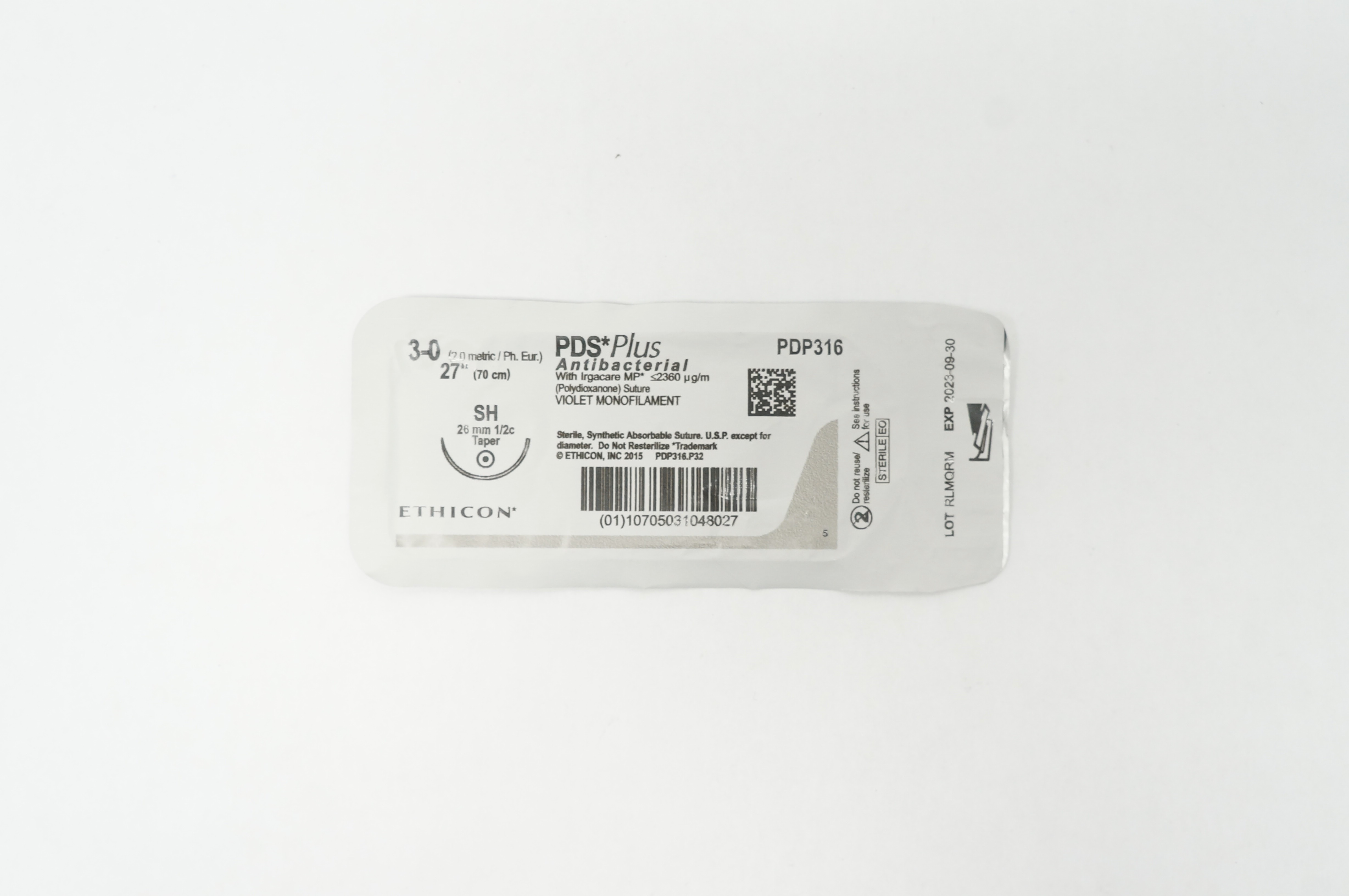Ethicon PDP316 3-0 PDS Plus Polydioxanone Stre SH 26mm 1/2c Taper 27inch (x)
