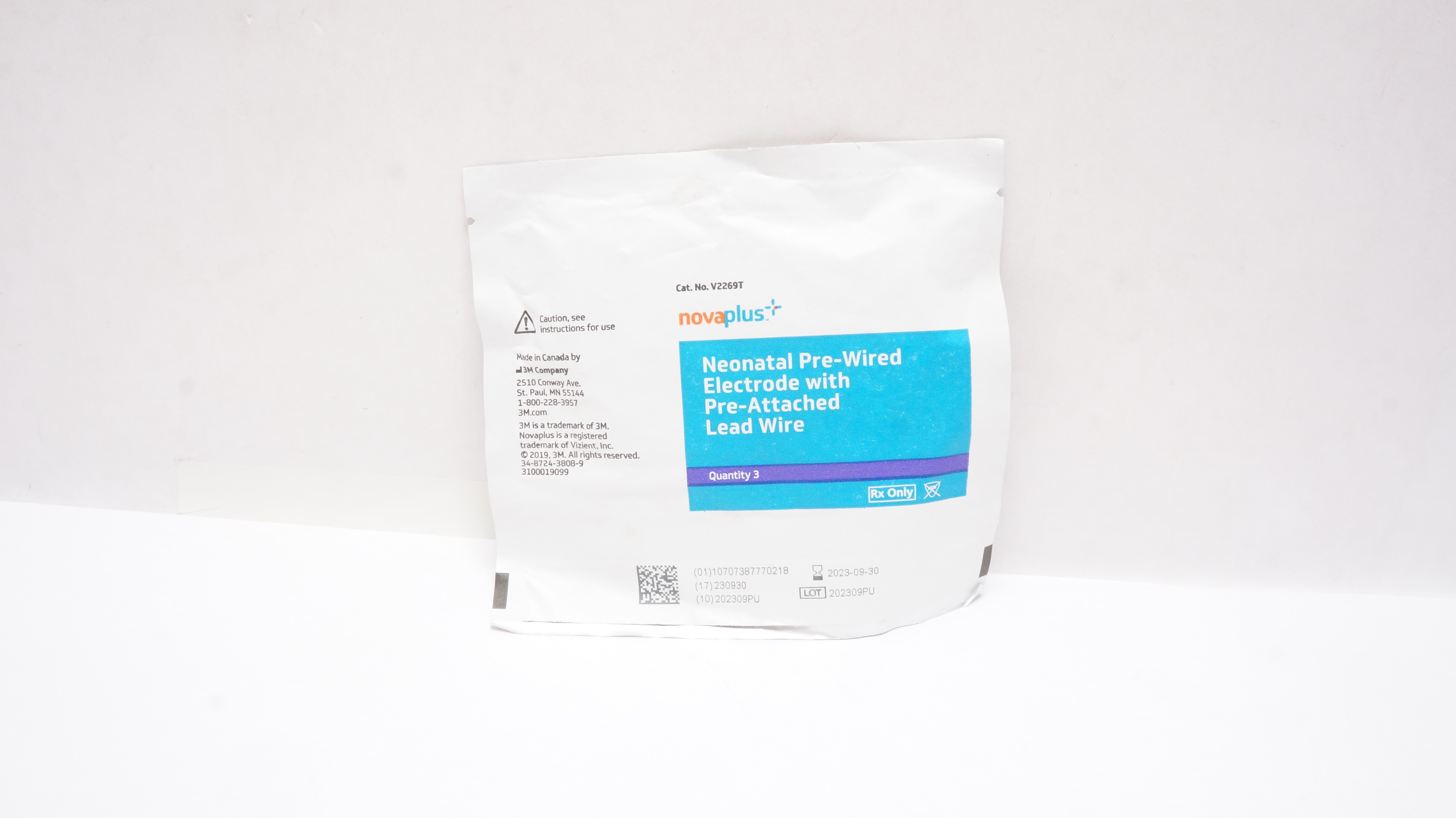 3M V2269T Novaplus Neonatal Pre-Wired Electrode W/ Lead Wire (x) - Pack of 3