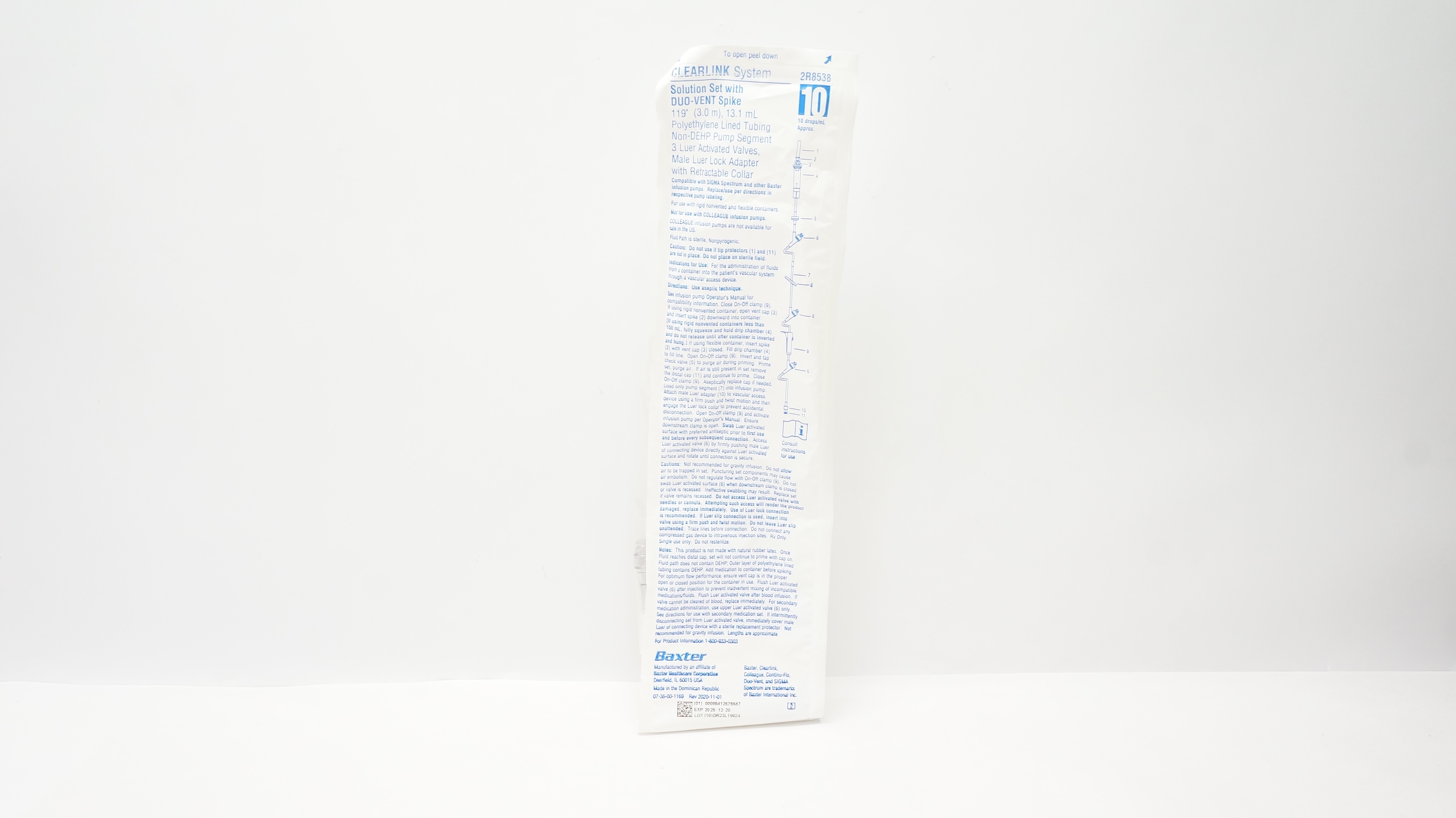 Baxter 2R8538 Clearlink Solution Set w/Spike 119inch x 13.1mL 10Drops/ml Approx.