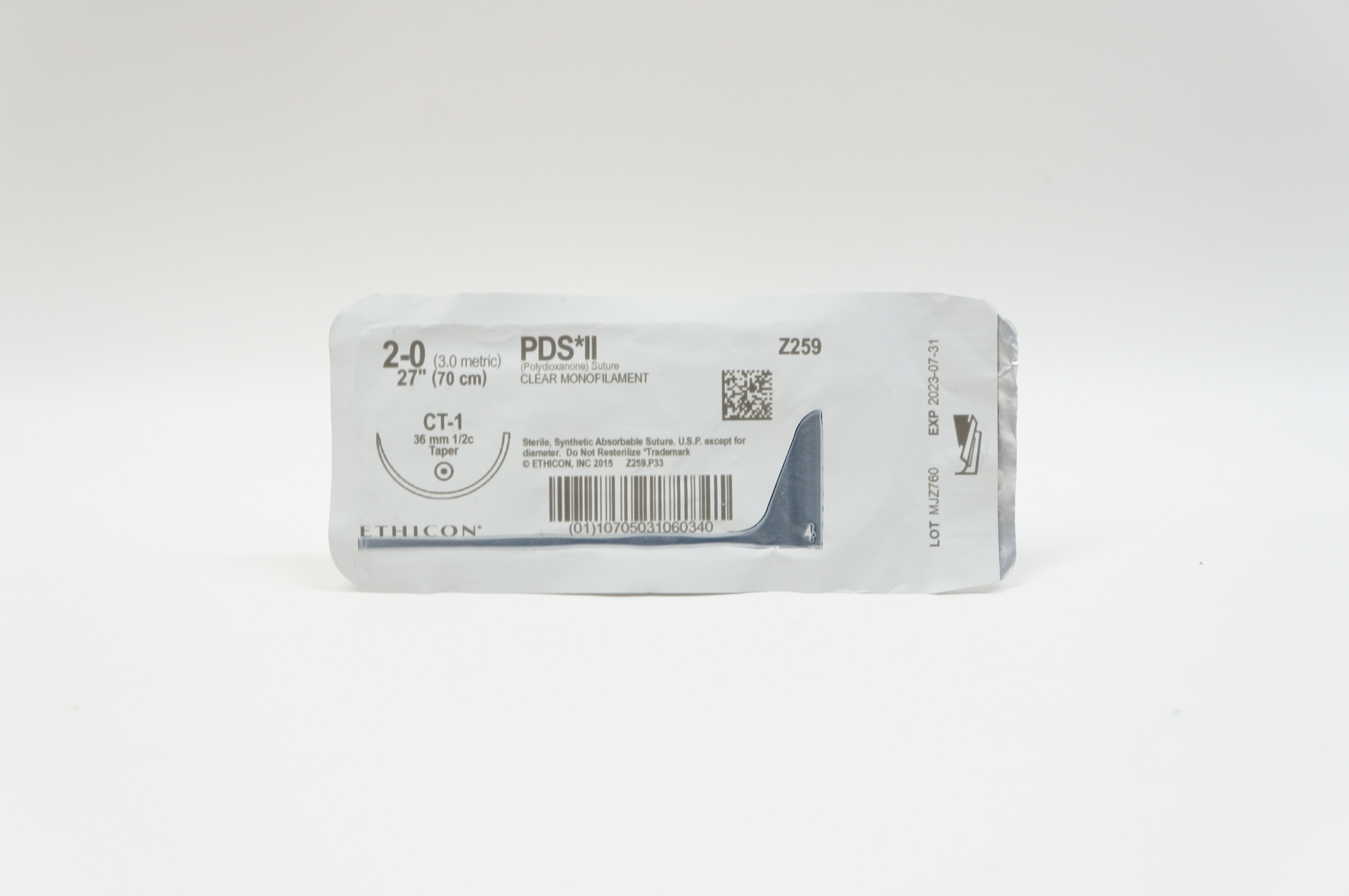 Ethicon Z259 2-0 PDS II, CT-1, 36mm 1/2c Taper, 27inch