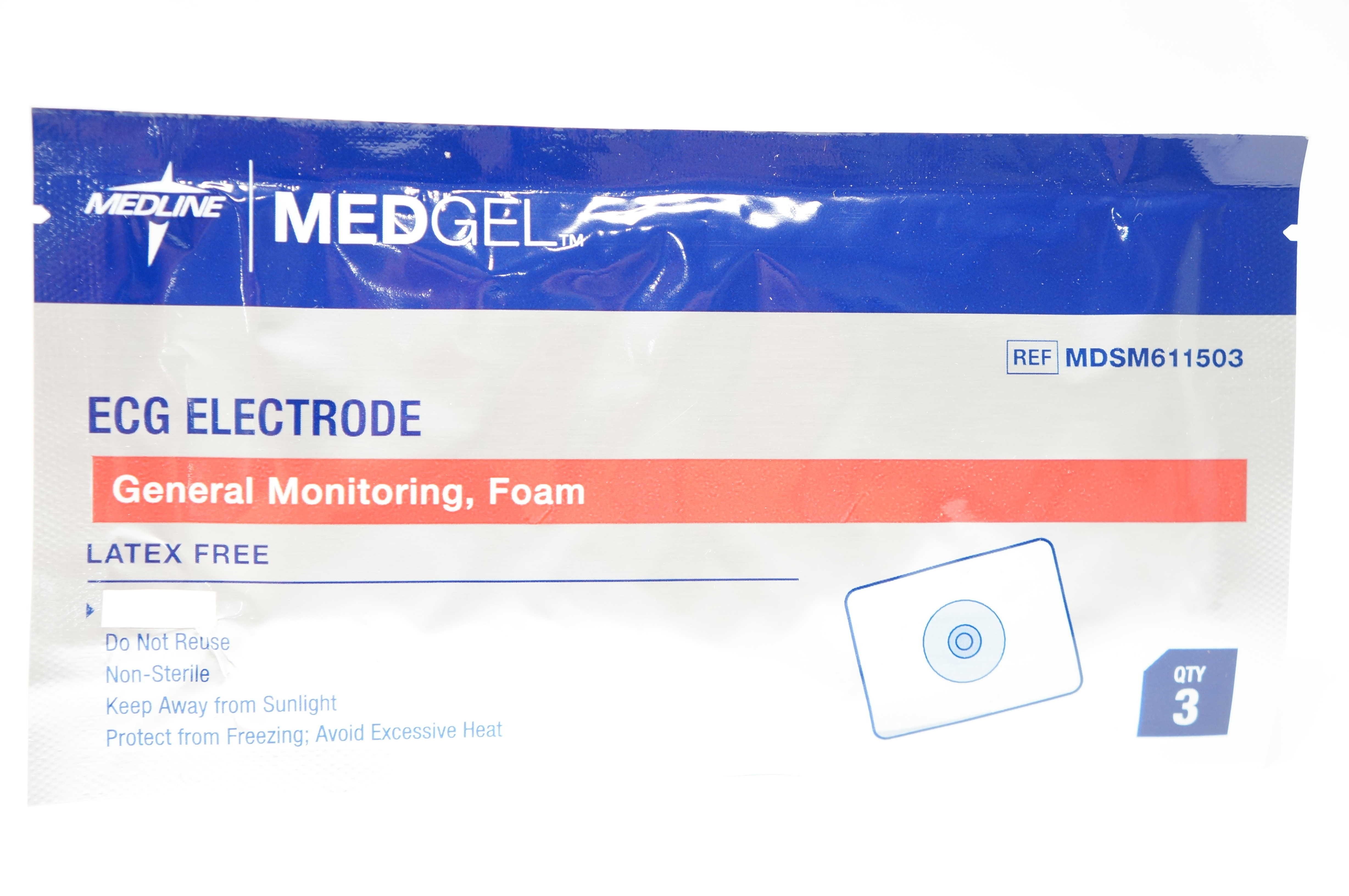 Medline MDSM611503 MedGel ECG Electrode General Monitoring Foam - Pack of 3