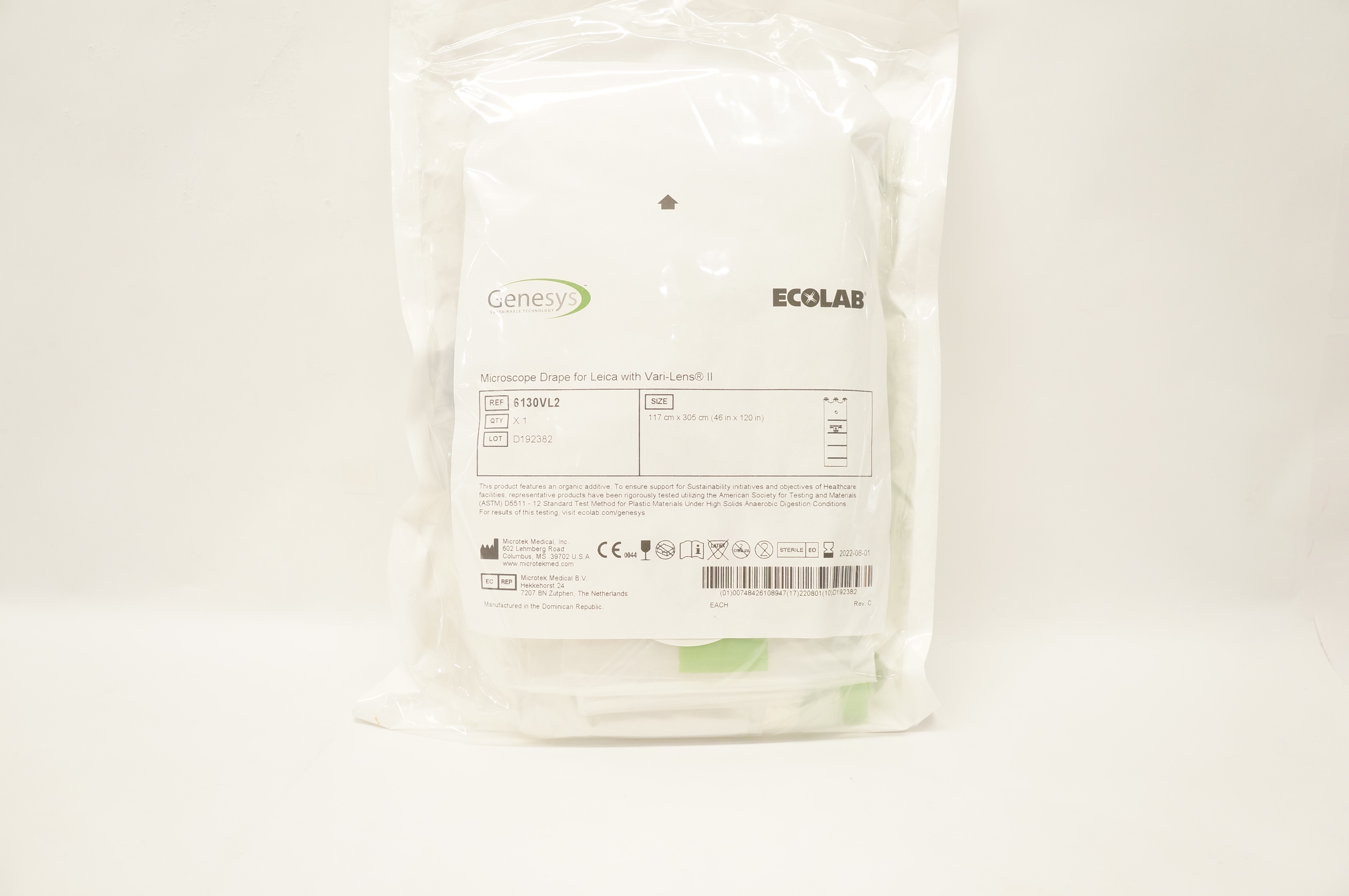Microtek 6130VL2 Genesys Microscope Drape for Leica w/Vari-Lens II 46 x 120inch
