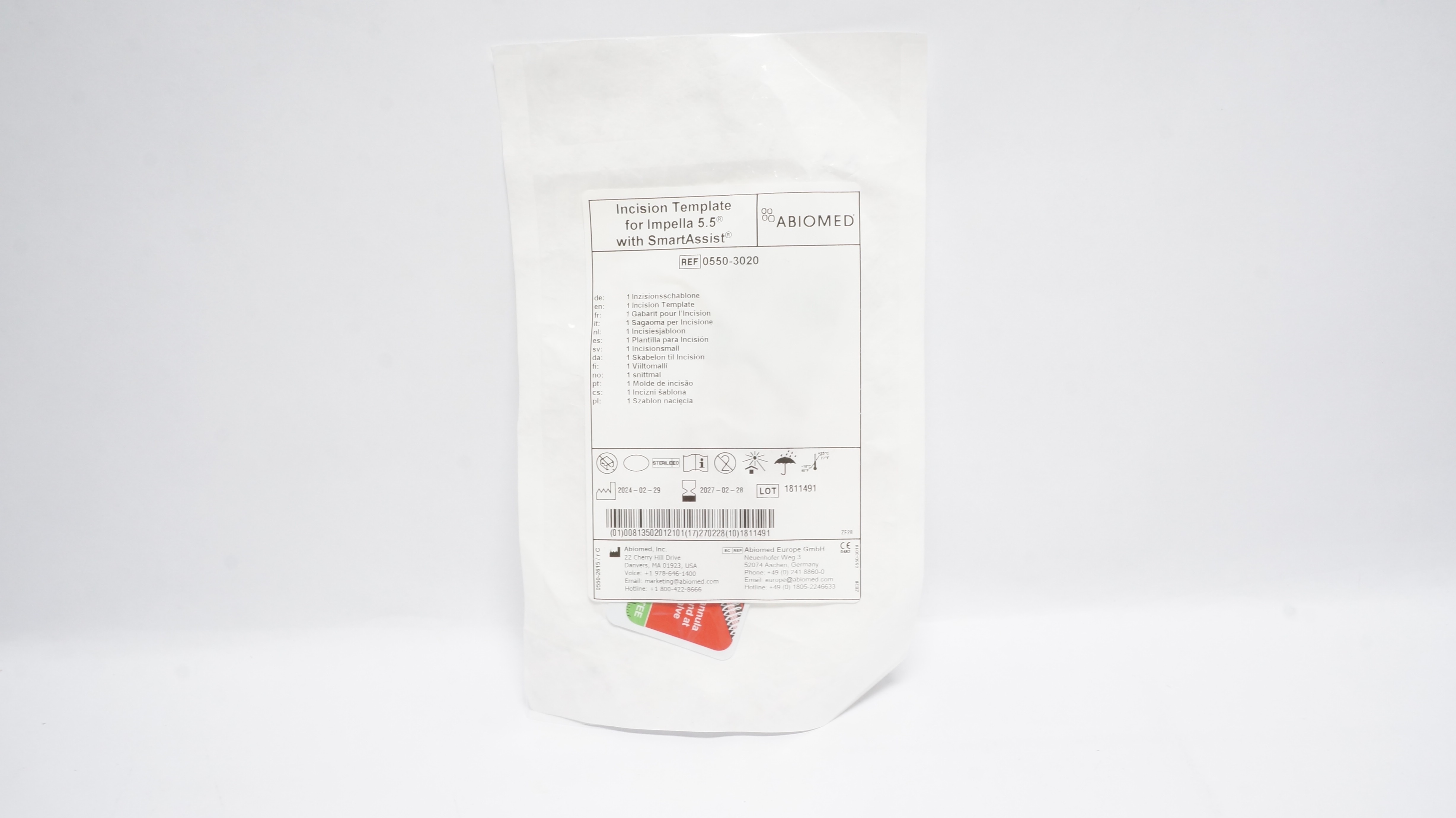 Abiomed 0550-3020 Incision Template for Impella 5.5 W/SmartAssist
