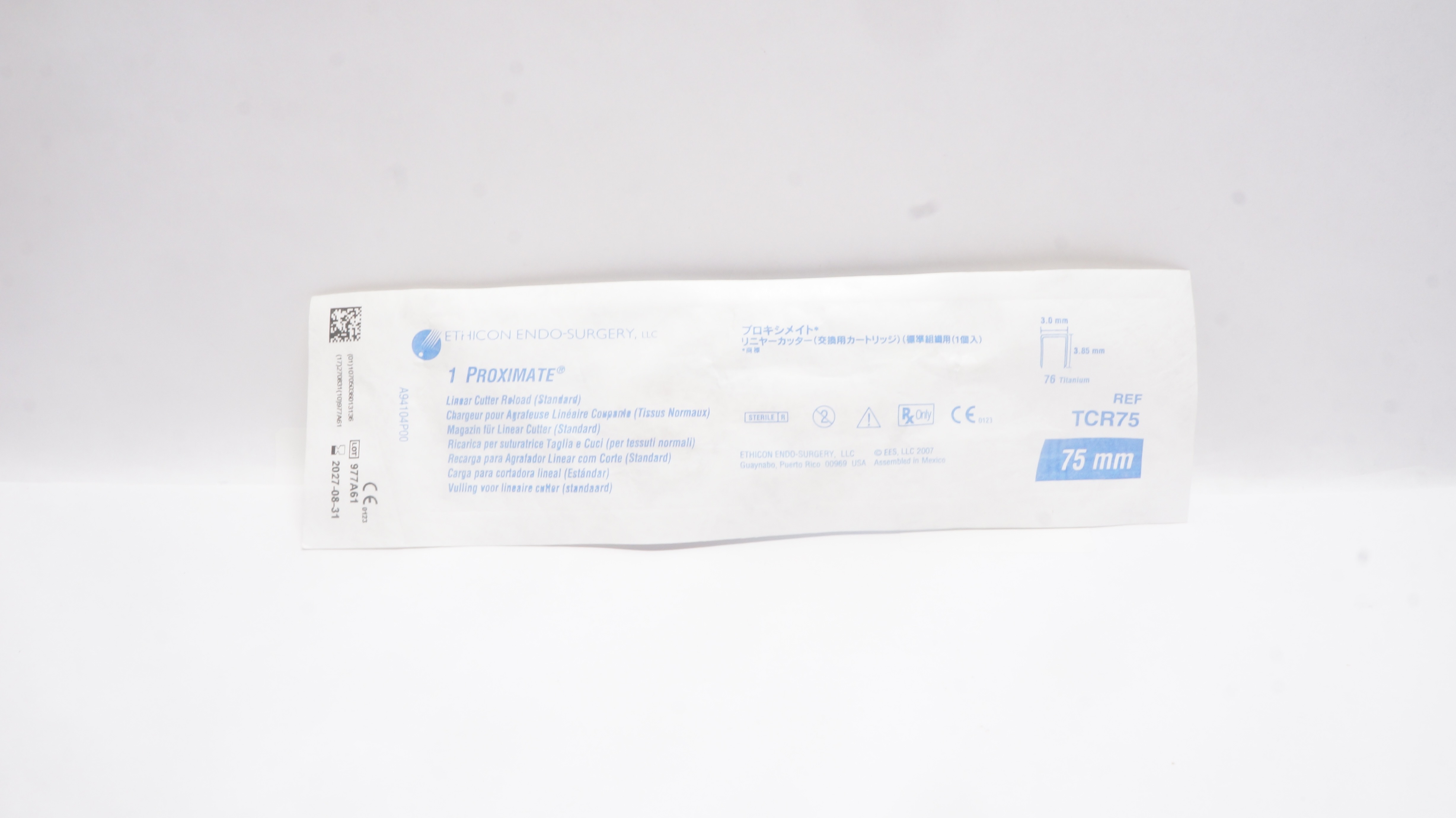Ethicon TCR75 1 Proximate Linear Cutter 75mm Reload 76 Titanium 3.0mm x 3.85mm