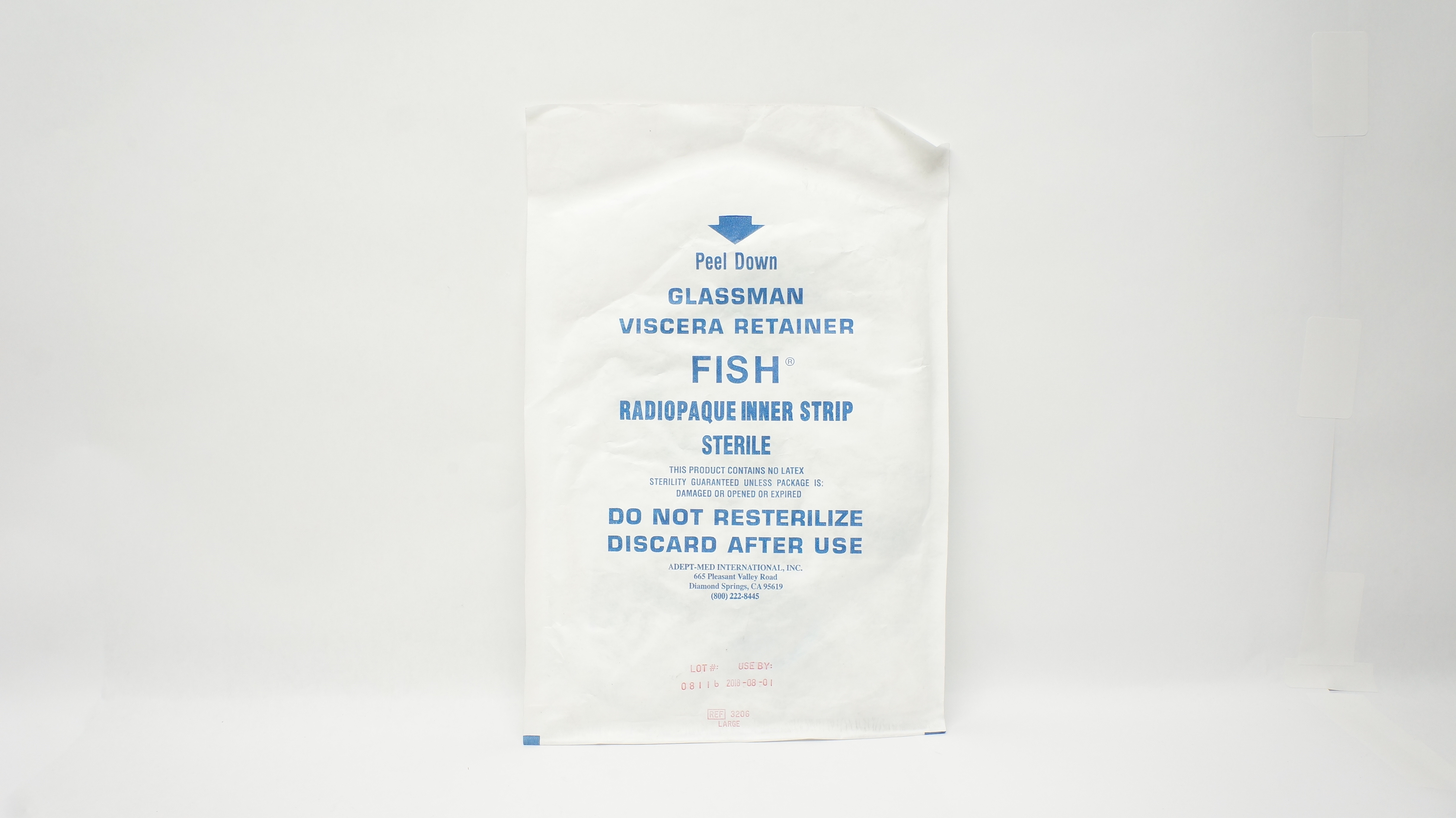 Adept-Med 3206 Glassman Viscera Retainer Fish Radiopaque Inner Strip, Large (x)