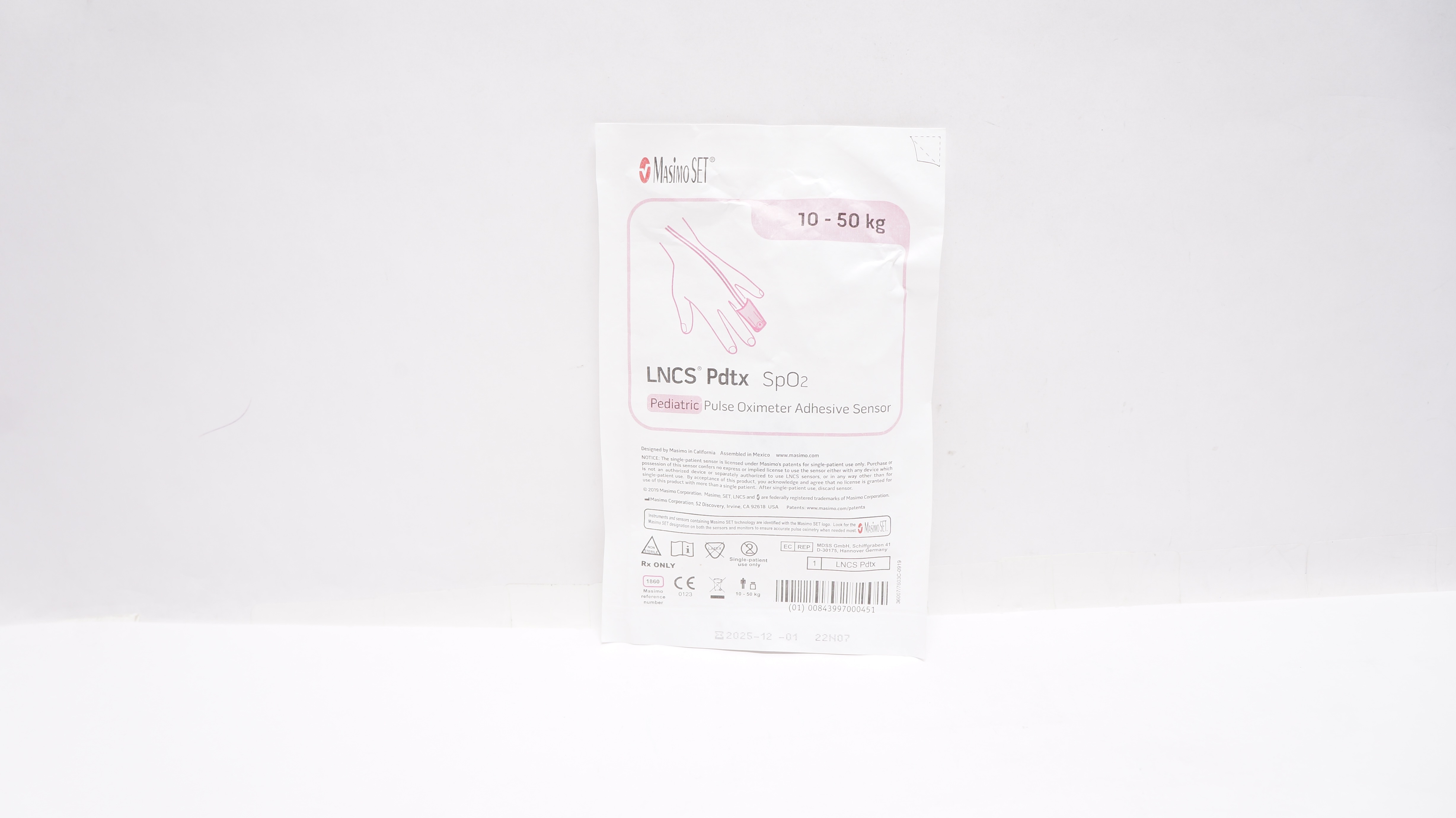 Masimo 1860 LNCS Pdtx SpO2 Pediatric Pulse Oximeter Adhesive Sensor 10-50 kg
