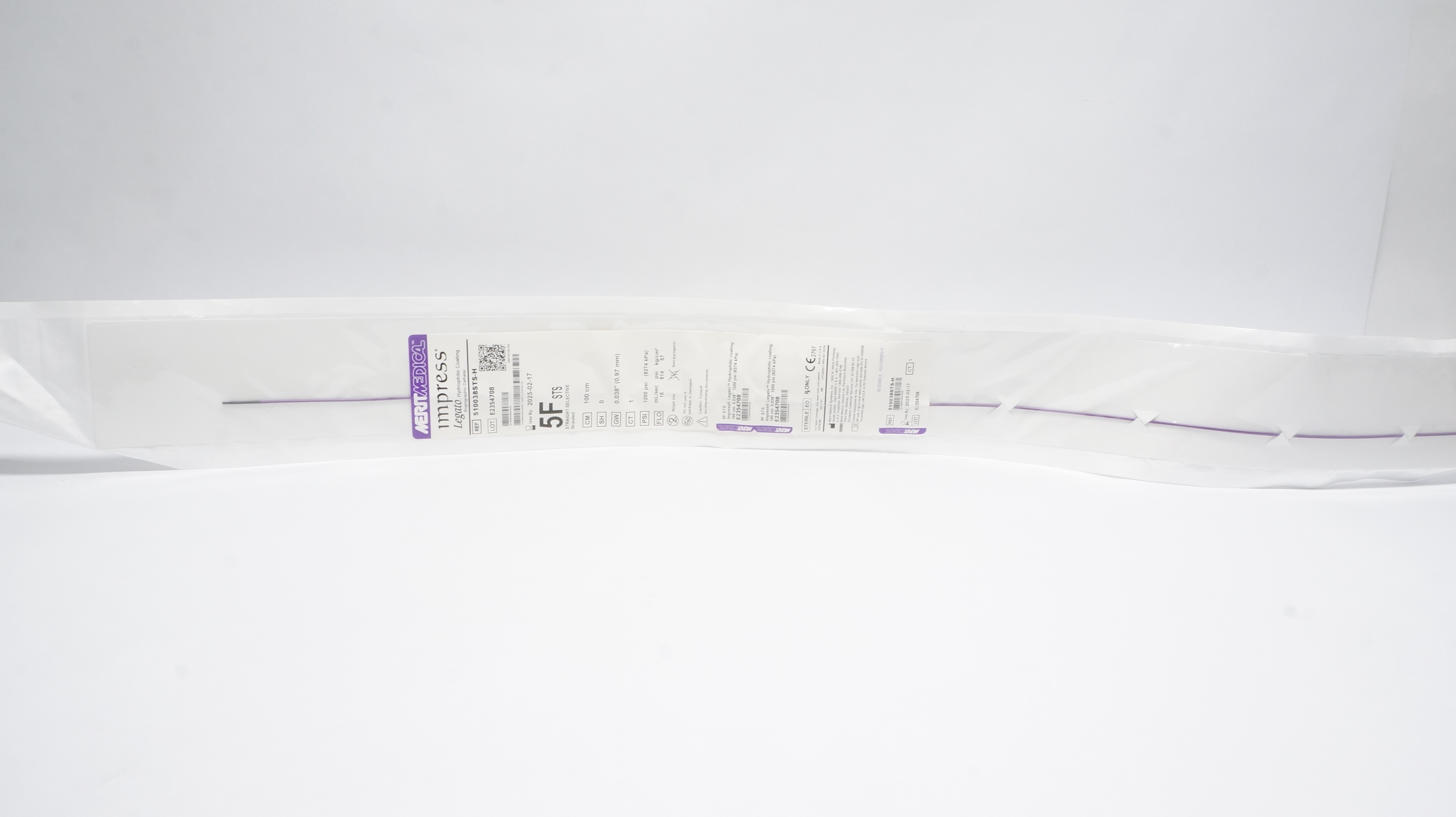 Merit Medical 510038STS-H Impress Hydrophylic Coating Angiographic Cath. 5F (x)