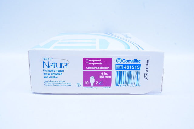 ConvaTec 401515 Natura Drainable Pouch, Transparent 4 inch x 100mm - Box of 10