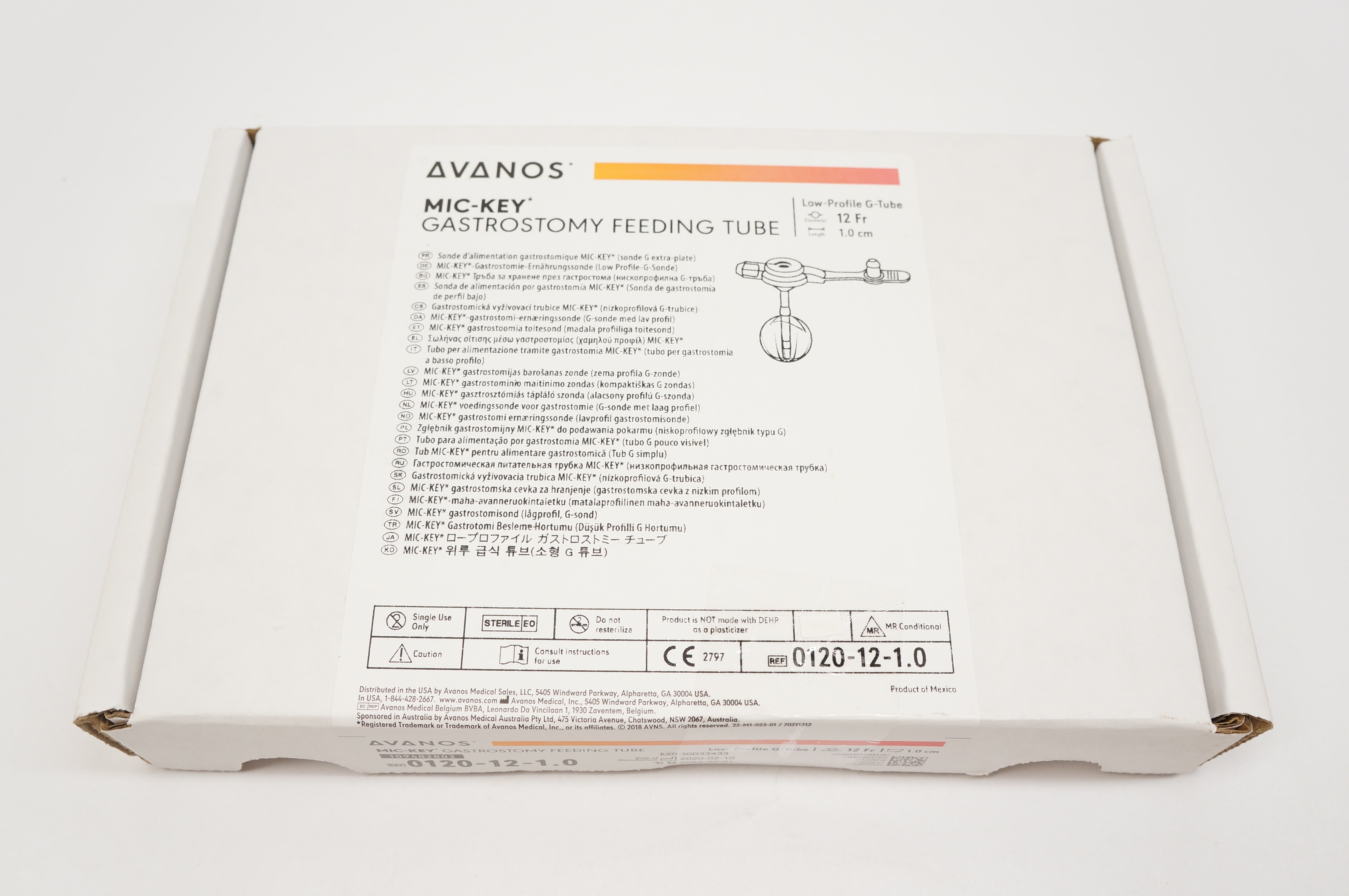 Avanos 0120-12-1.0 MIC-KEY Gastrostomy Feeding Tube 12Fr. x 1cm (x)