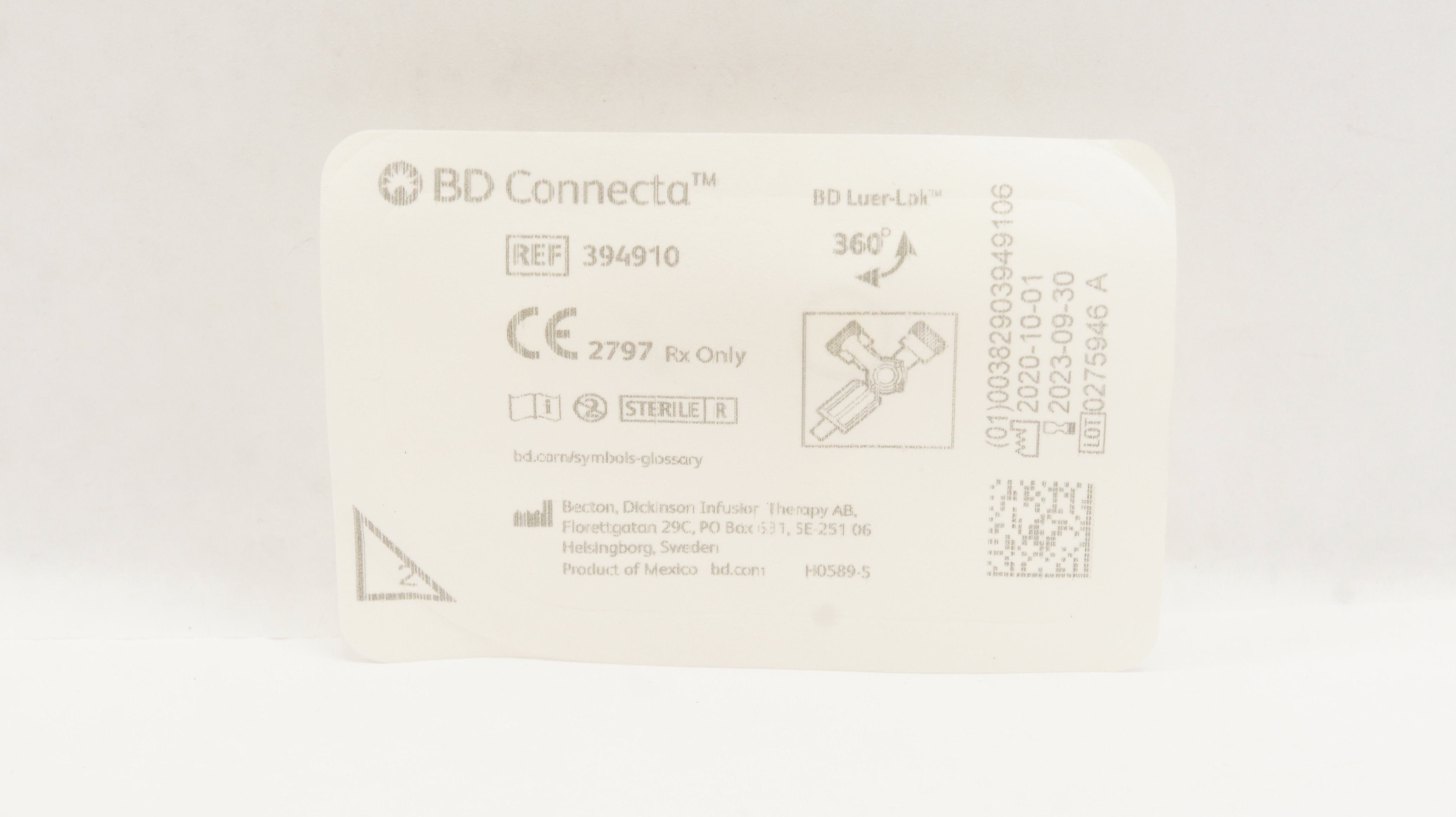 BD 394910 Connecta Becton Luer-Lok 360 degree