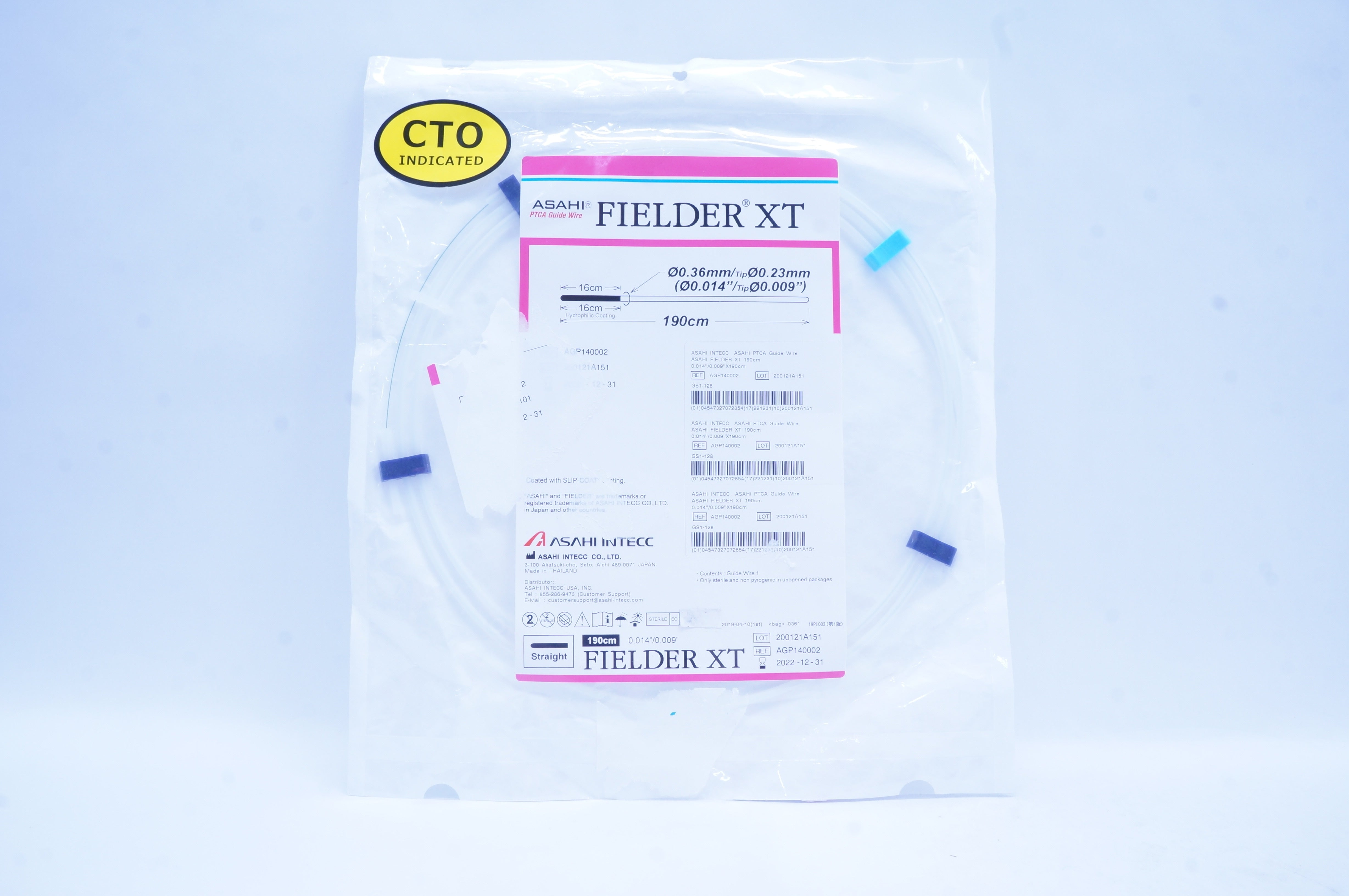 ASAHI AGP140002 FIELDER XT PTCA Guide Wire 0.014inch x 190cm