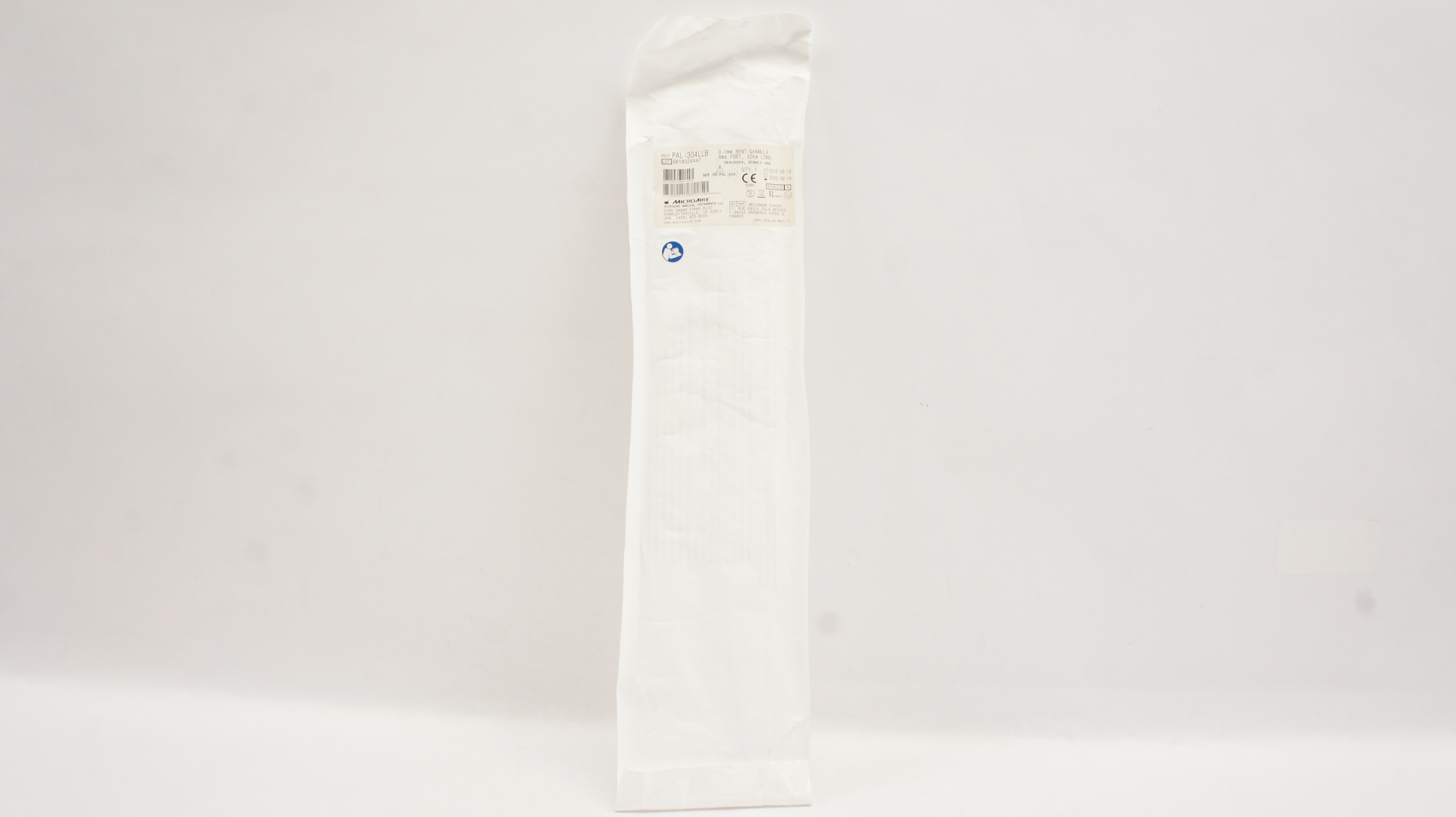 Microaire PAL-304LLB 3.0mm Bent Cannula 8mm Port 30cm Long, Mercedes (x)